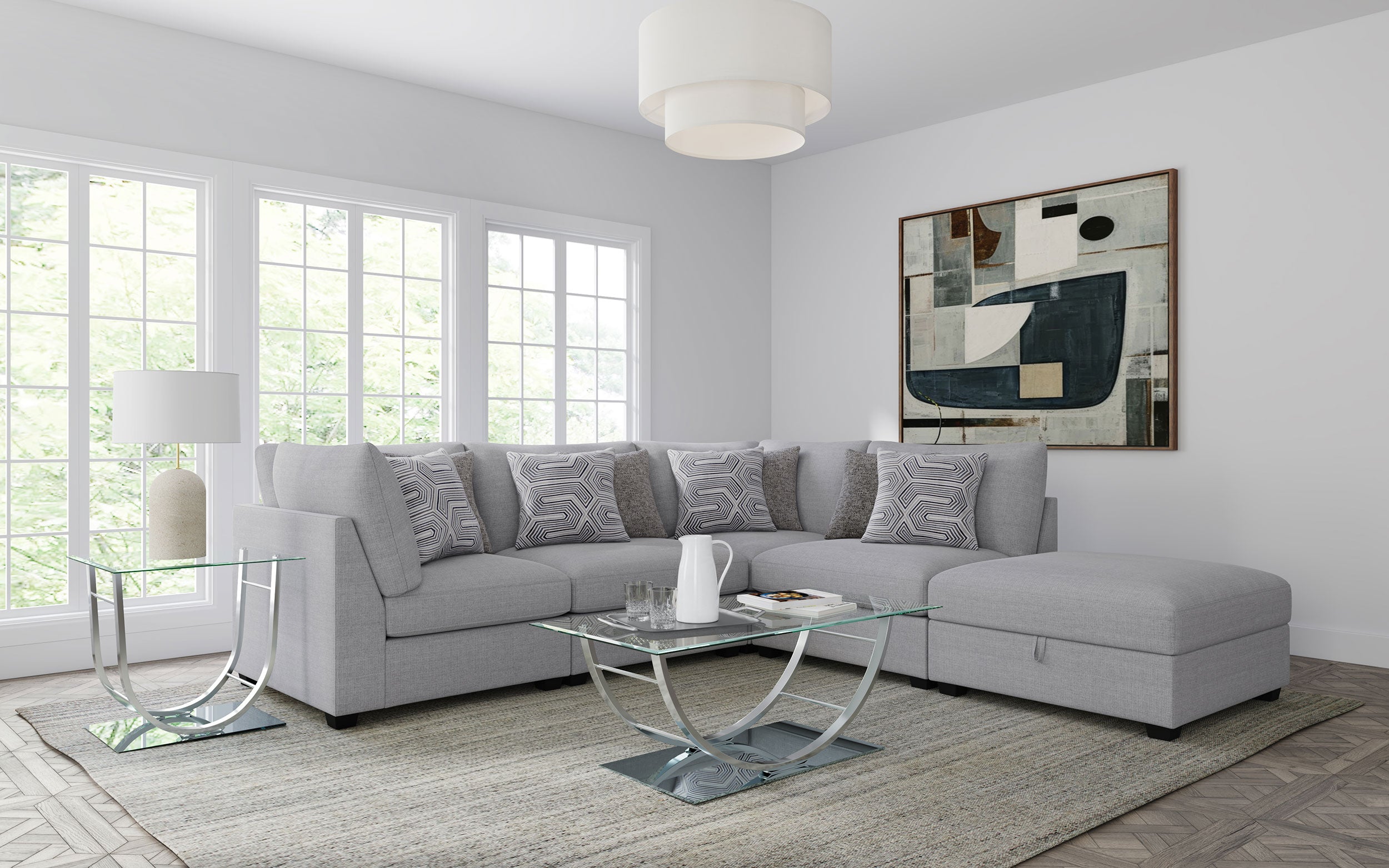 Cambria Upholstered Armless Chair Grey