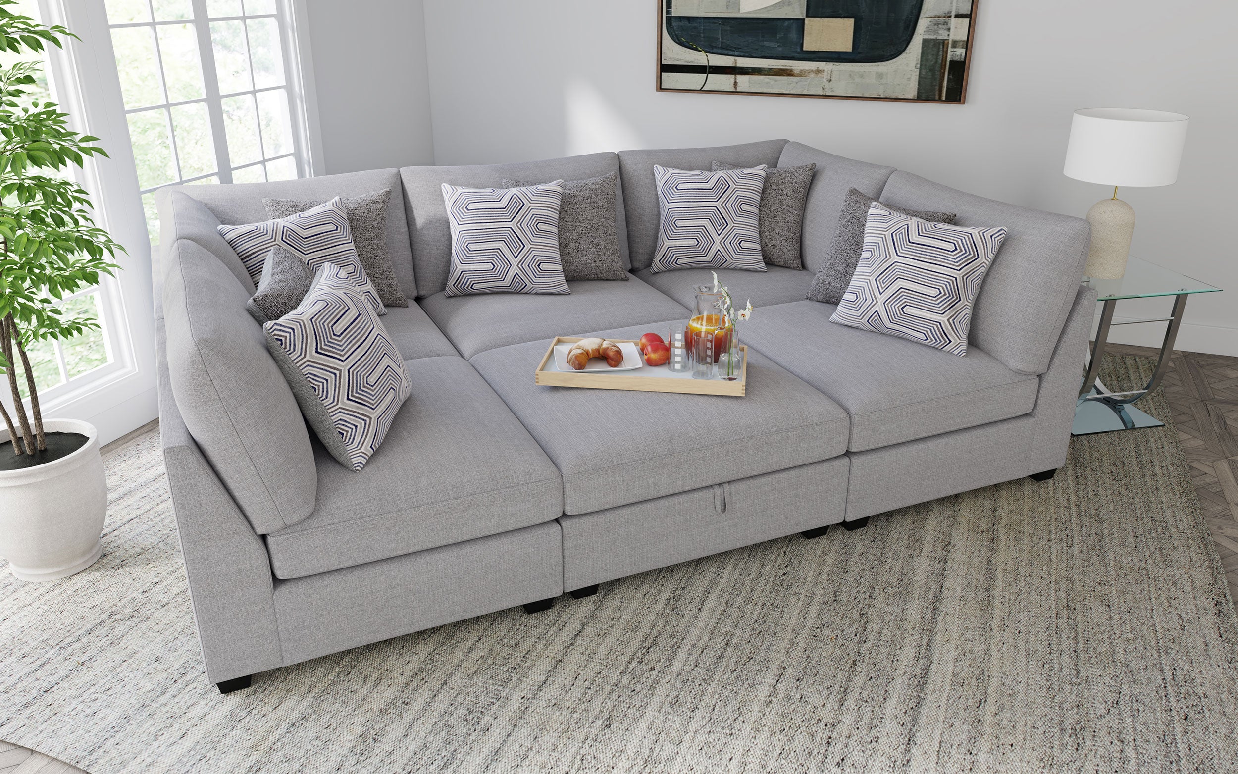 Cambria Upholstered Armless Chair Grey