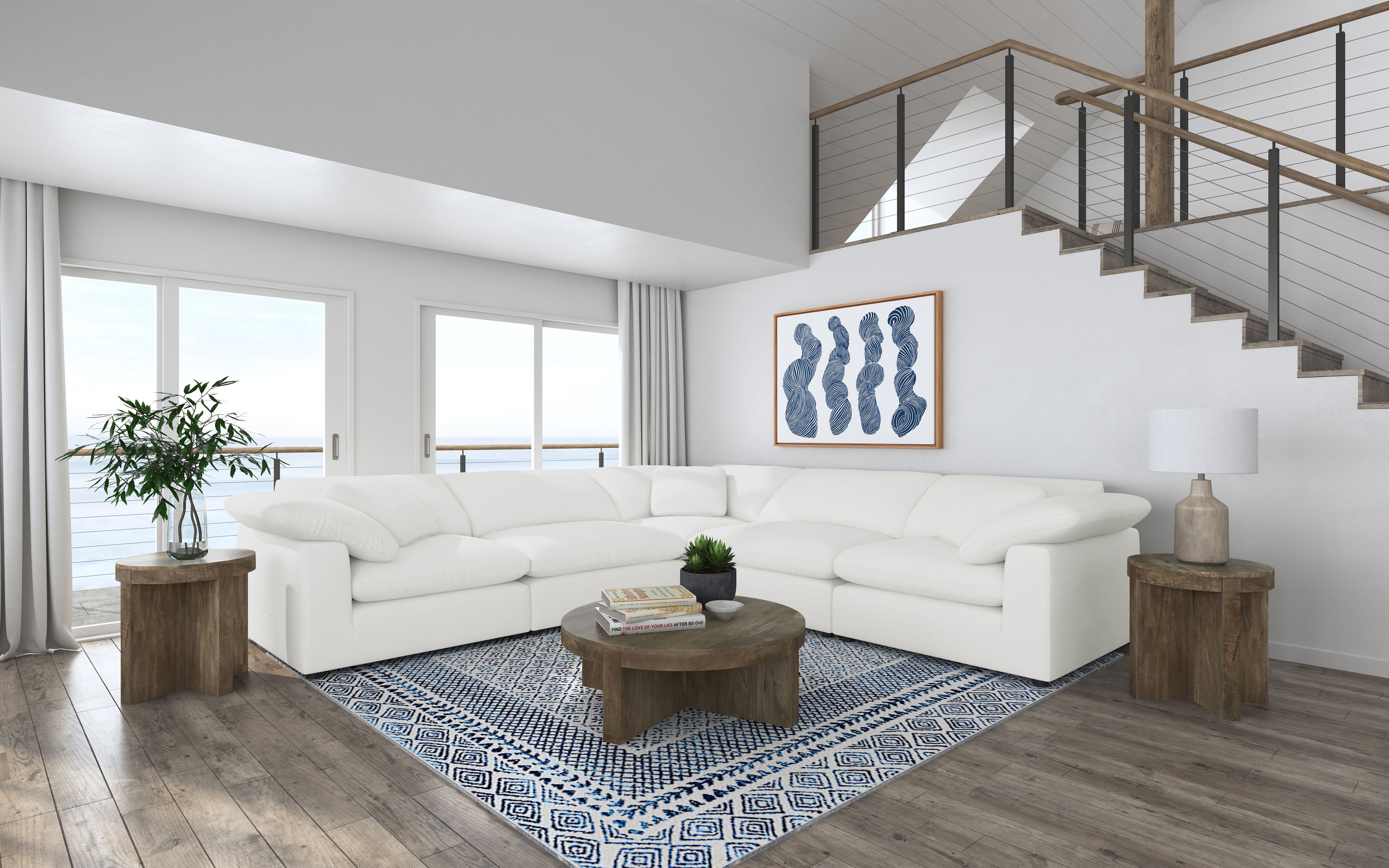 Dar Furniture - Coaster - Raleigh 5-piece Boucle Upholstered Modular Sectional Ivory - 551751-SETB