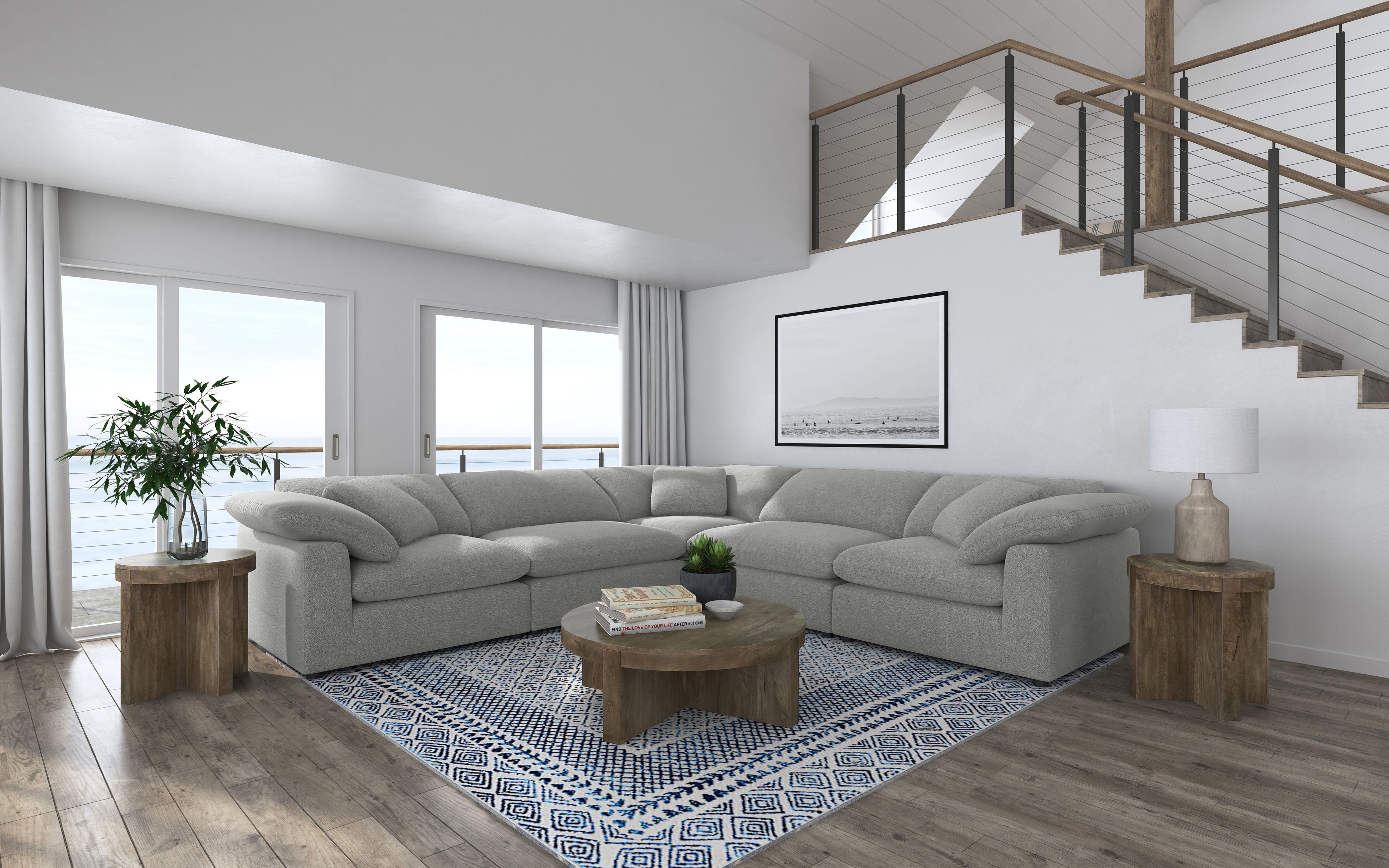 Dar Furniture - Coaster - Raleigh 5-piece Boucle Upholstered Modular Sectional Grey - 551754-SETB