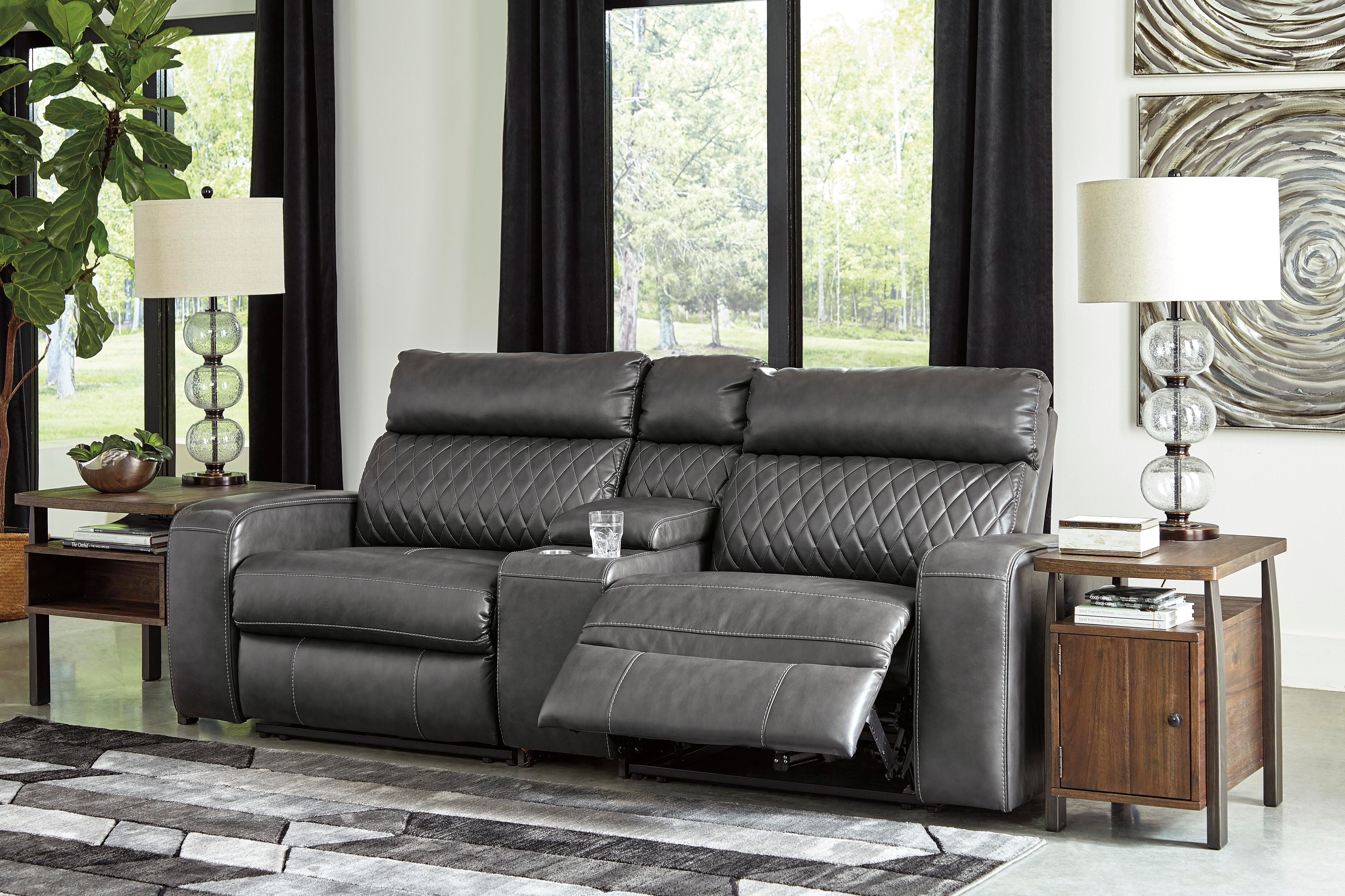 Dar Furniture - Ashley Furniture - Samperstone 3-Piece Power Reclining Sectional Loveseat - 3-Piece Power Reclining Sectional Loveseat / Gray - 55203S3