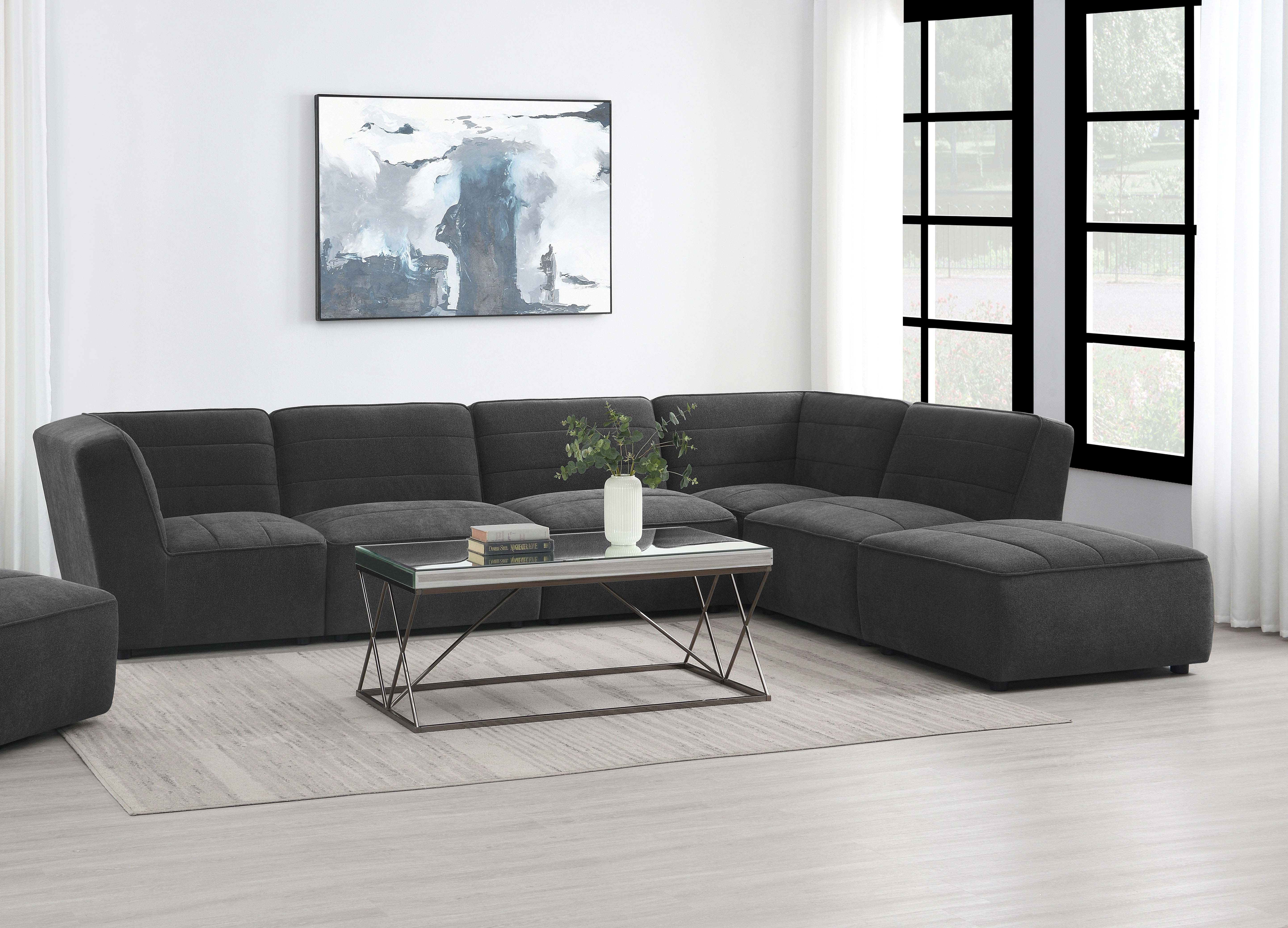 Dar Furniture - Coaster - Sunny 6-piece Upholstered Modular Sectional Sofa Charcoal - 552081-SET