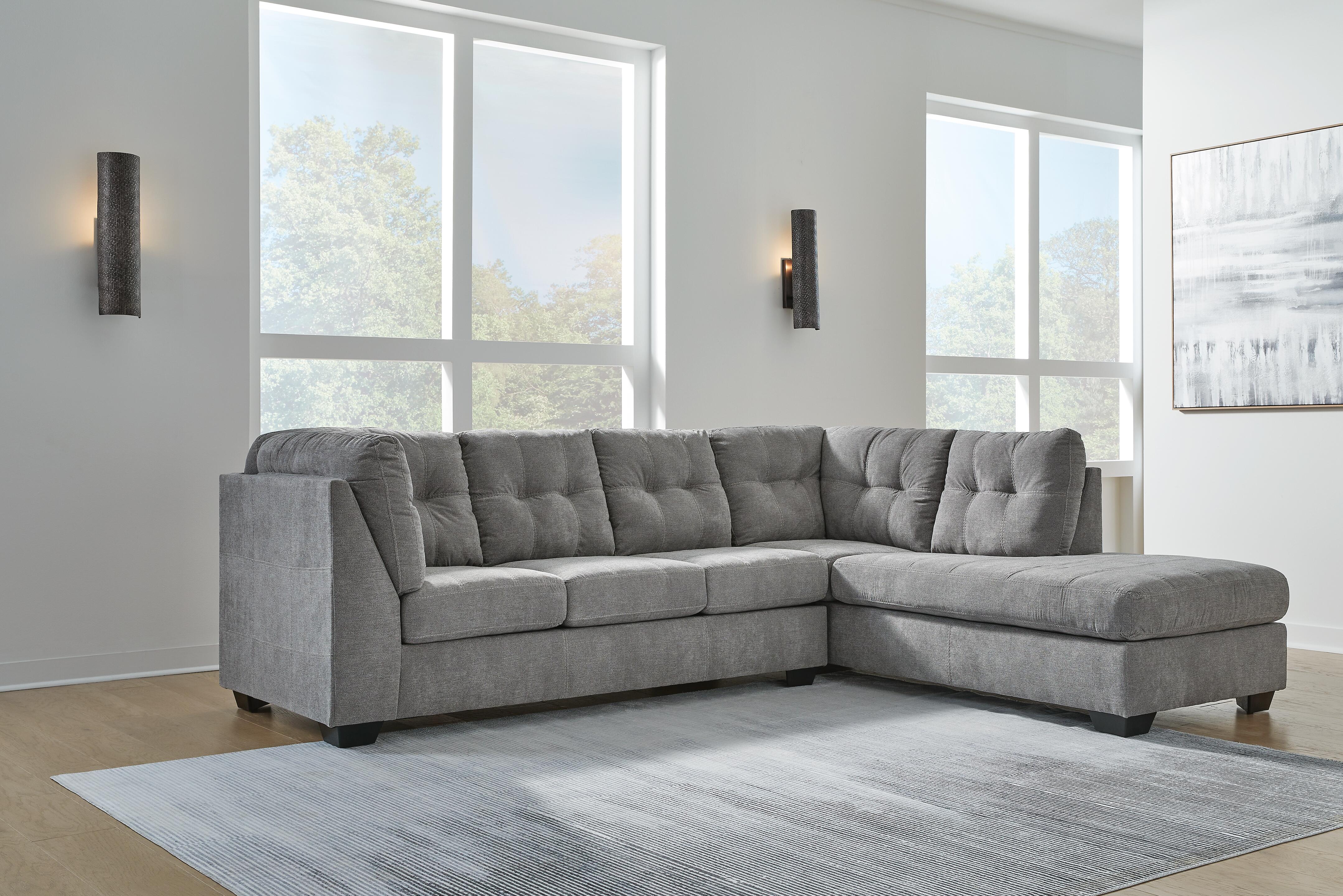 Dar Furniture - Ashley Furniture - Marleton 2-Piece Sectional with Chaise - LAF 2-Piece Sectional with Chaise / Gray - 55305S2