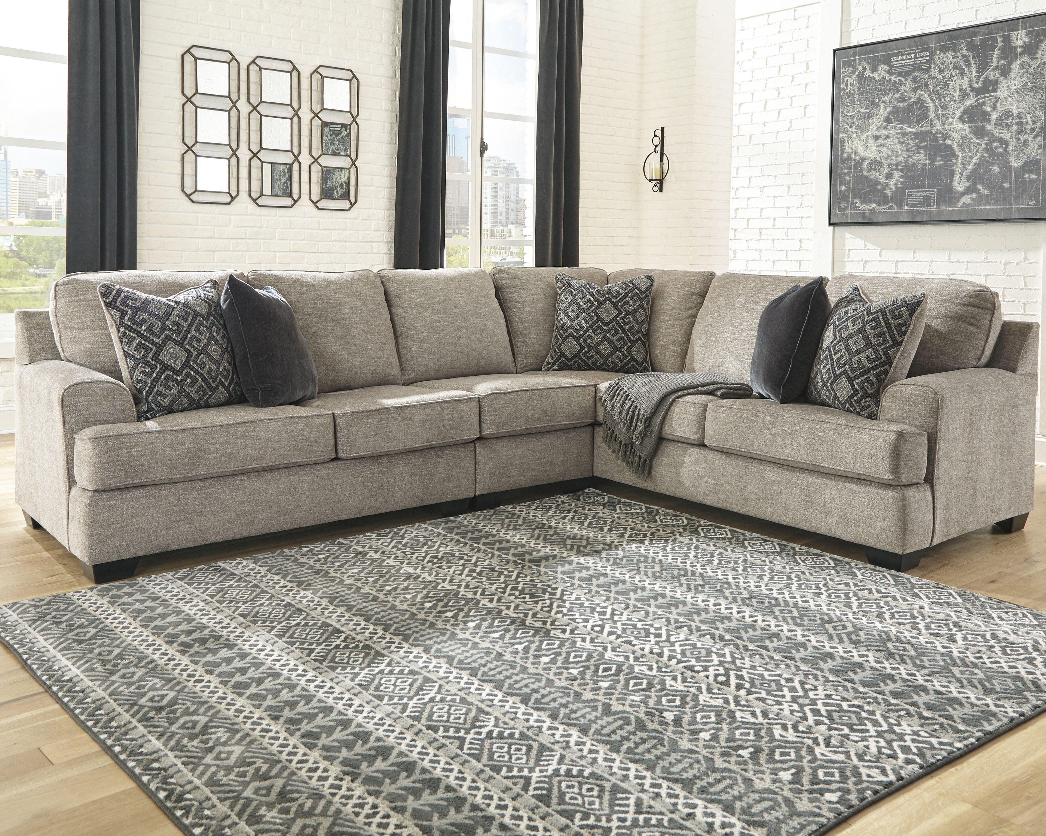 Dar Furniture - Ashley Furniture - Bovarian 3-Piece Sectional - RAF 3-Piece Sectional / Stone - 56103S2