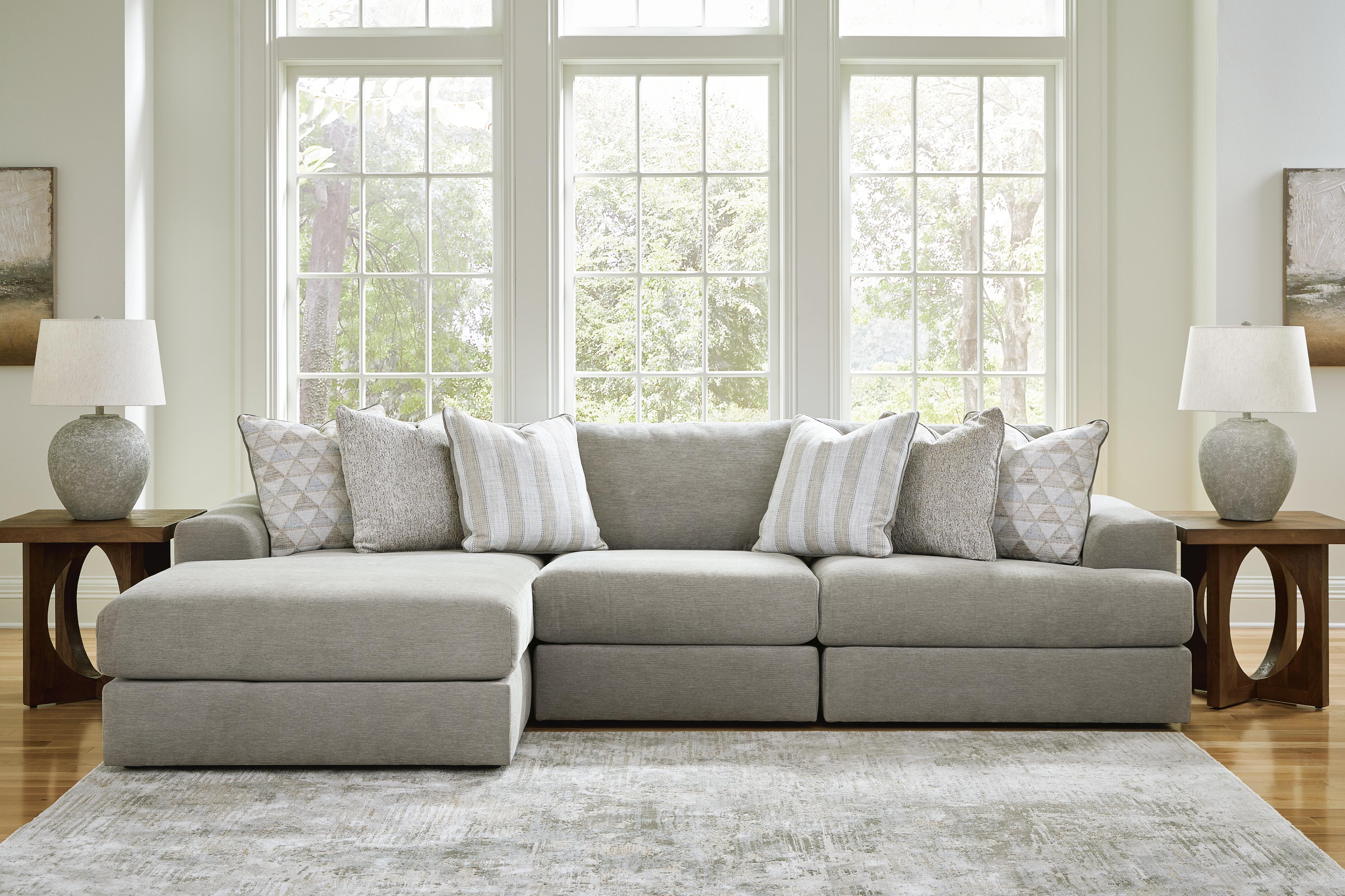 Dar Furniture - Ashley Furniture - Avaliyah 3-Piece Sectional with Chaise - RAF 3-Piece Sectional with Chaise / Ash - 58103S3