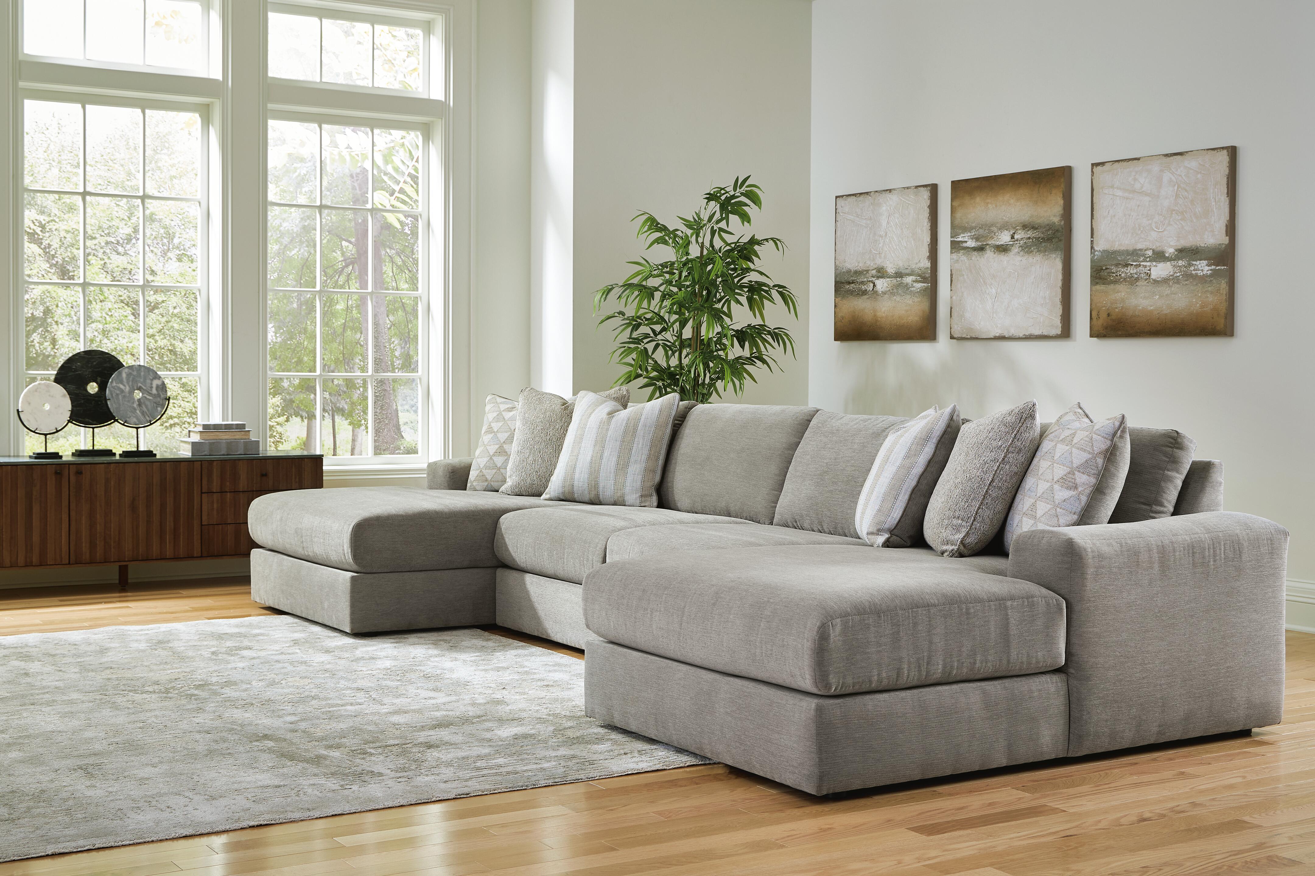 Dar Furniture - Ashley Furniture - Avaliyah 4-Piece Double Chaise Sectional - RAF 4-Piece Double Chaise Sectional / Ash - 58103S11