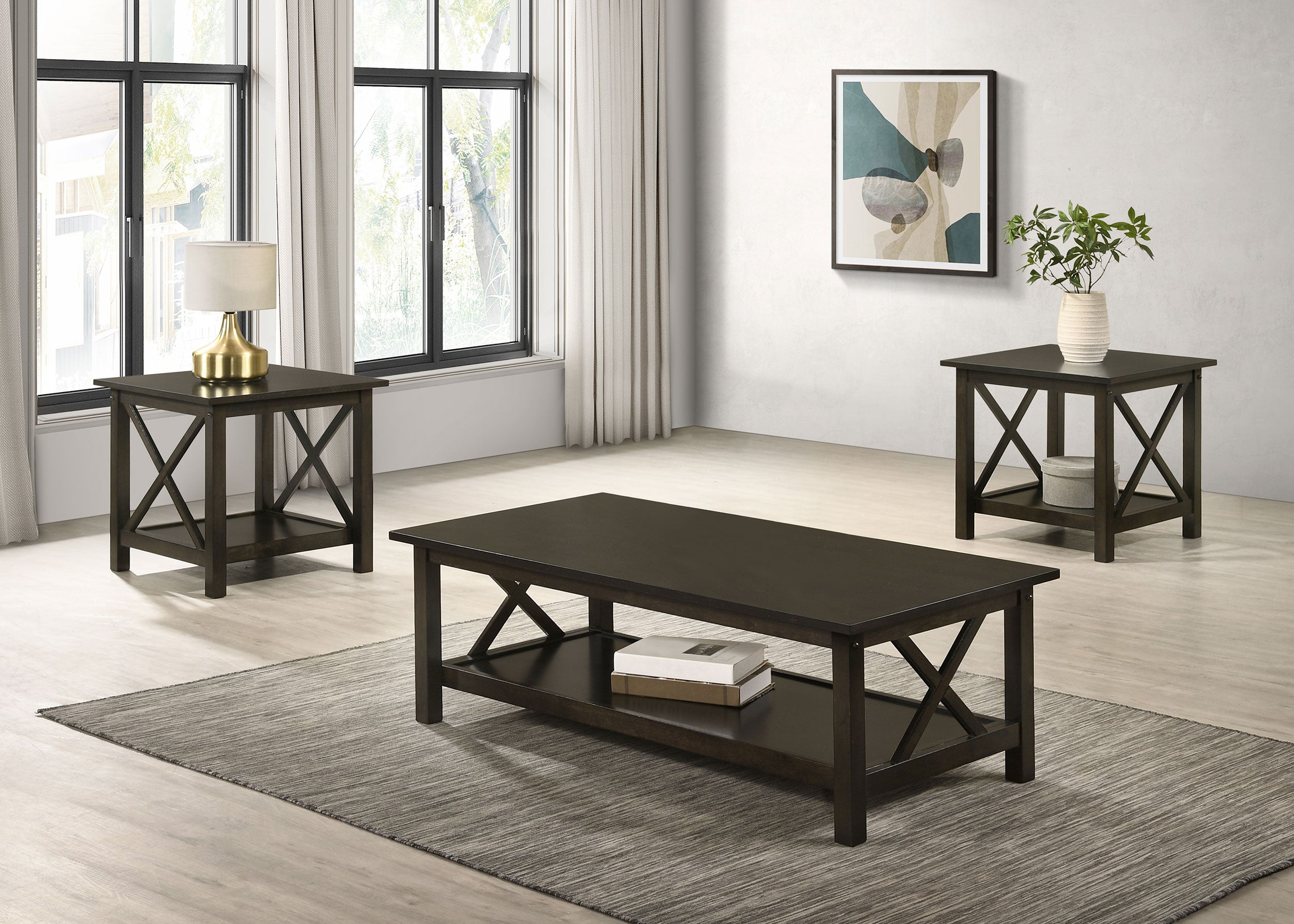 Dar Furniture - Coaster - Rachelle 3-piece Rectangular Coffee Table Set Deep Merlot - 5909