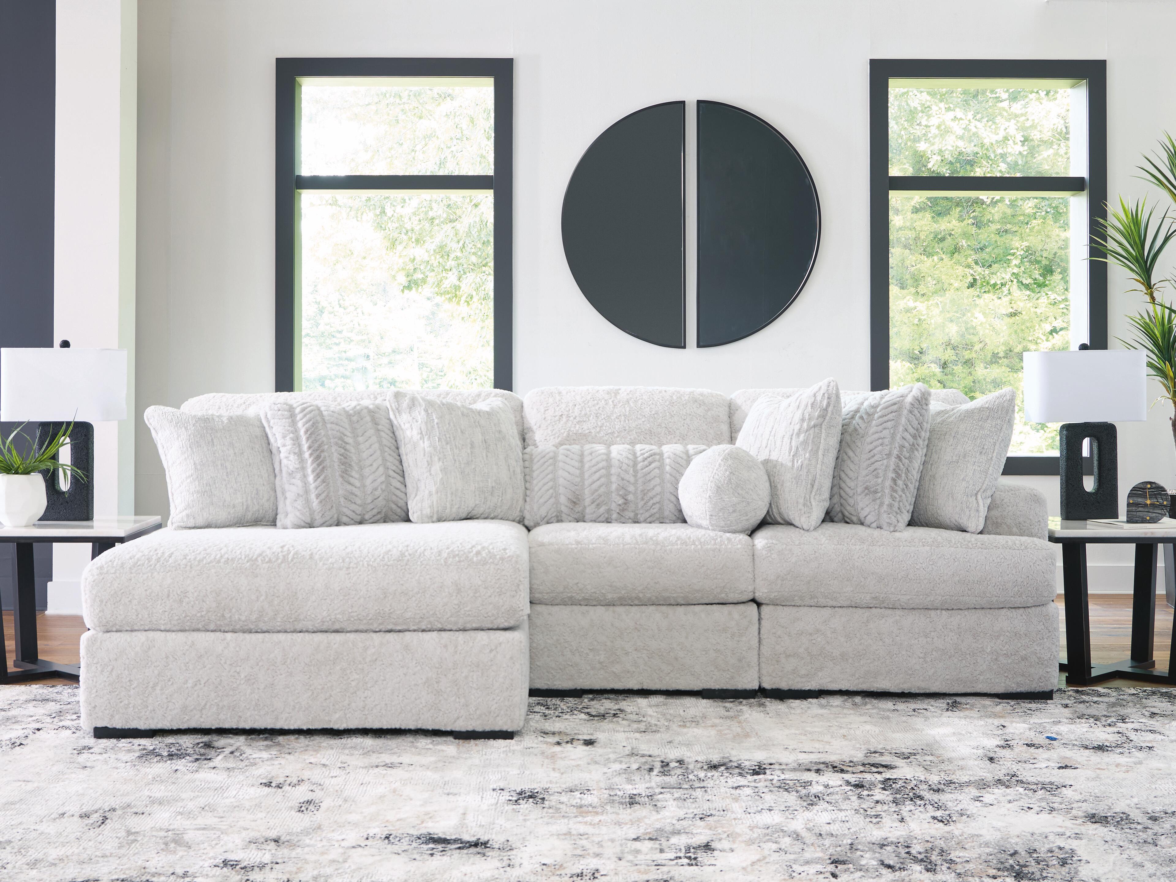 Dar Furniture - Ashley Furniture - Cuddle Plush 3-Piece Sectional with Chaise - 3-Piece Sectional with Chaise / Arctic - PC59106S7