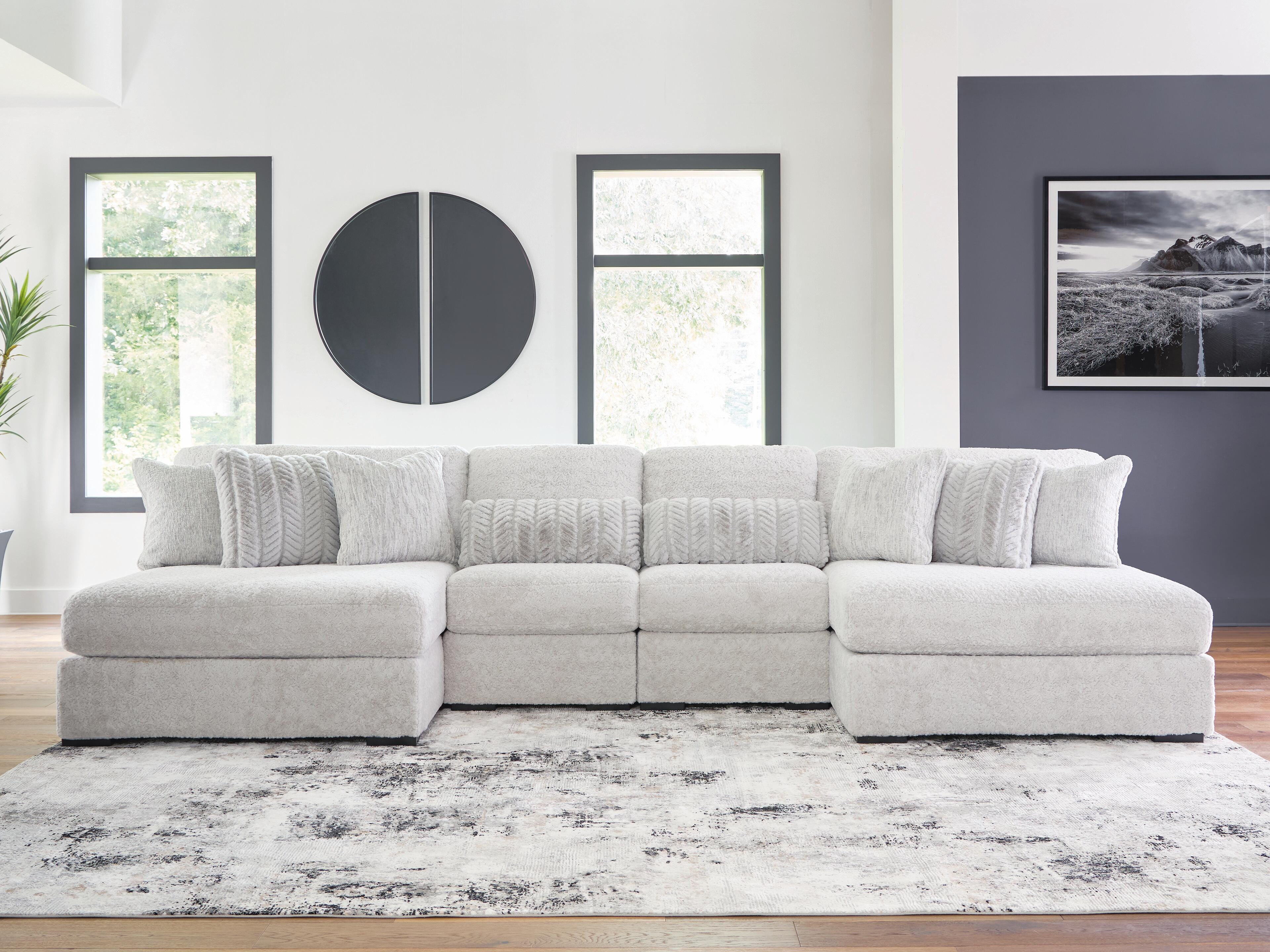 Dar Furniture - Ashley Furniture - Cuddle Plush 4-Piece Sectional with Chaise - 4-Piece Sectional with Chaise / Arctic - PC59106S4
