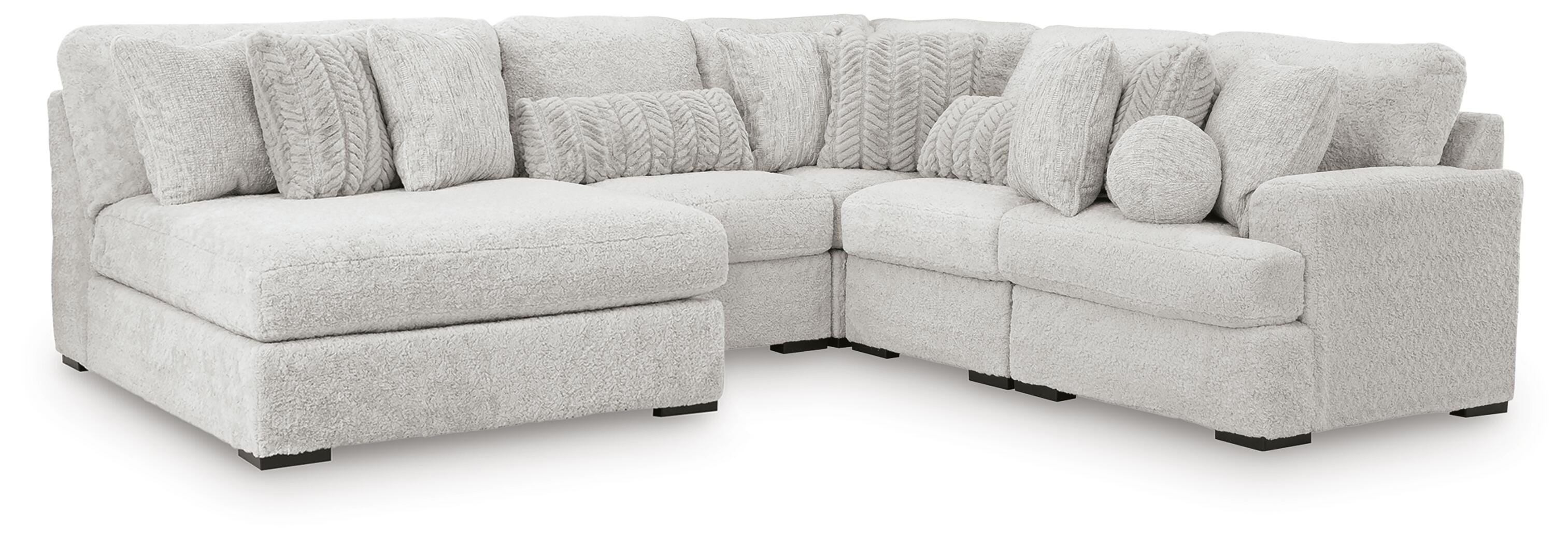 Dar Furniture - Ashley Furniture - Cuddle Plush 5-Piece Sectional with Chaise - 5-Piece Sectional with Chaise / Arctic - PC59106S11