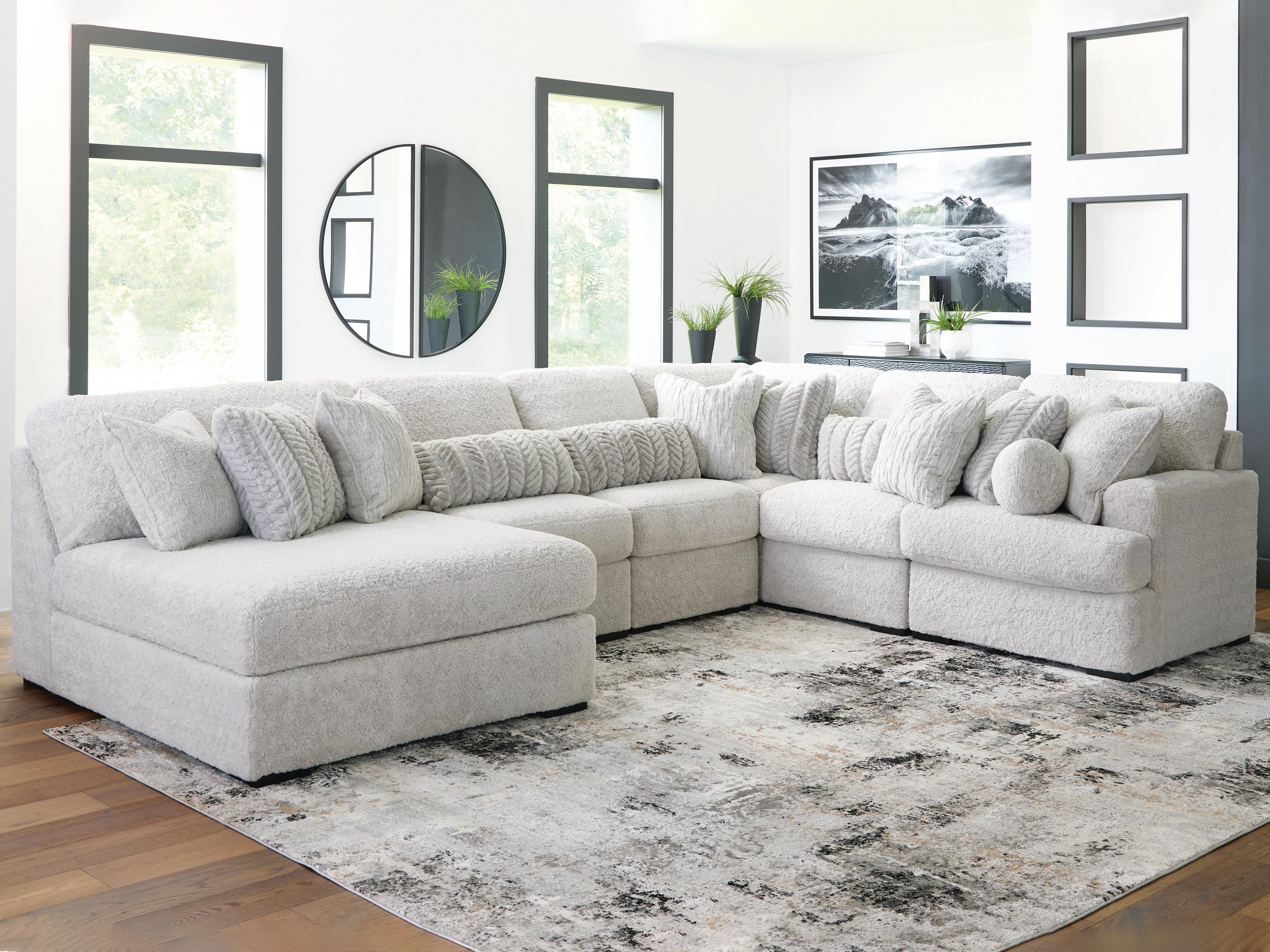 Dar Furniture - Ashley Furniture - Cuddle Plush 6-Piece Sectional with Chaise - 6-Piece Sectional with Chaise / Arctic - PC59106S8