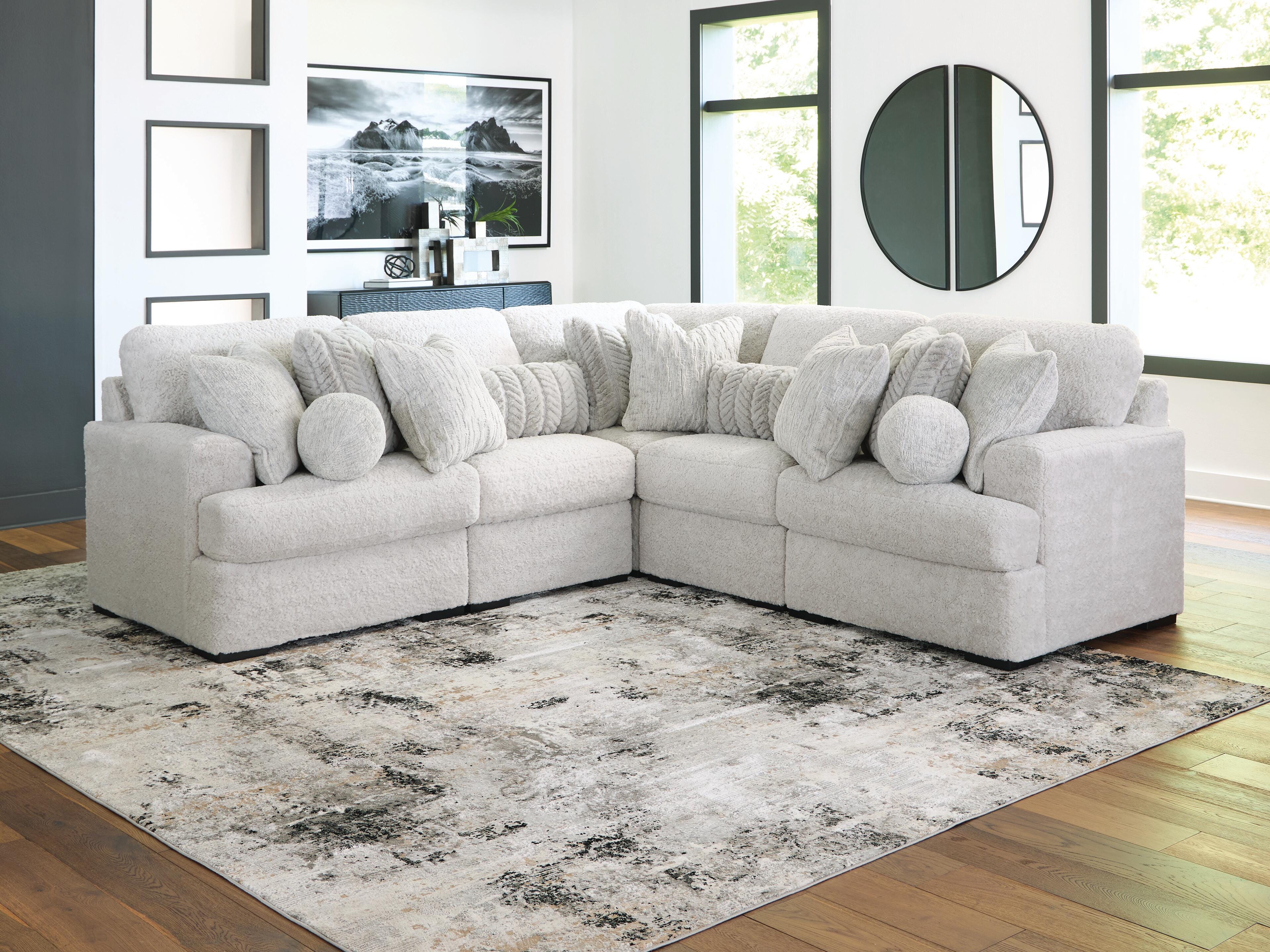 Dar Furniture - Ashley Furniture - Cuddle Plush 5-Piece Sectional - RAF 5-Piece Sectional / Arctic - PC59106S2