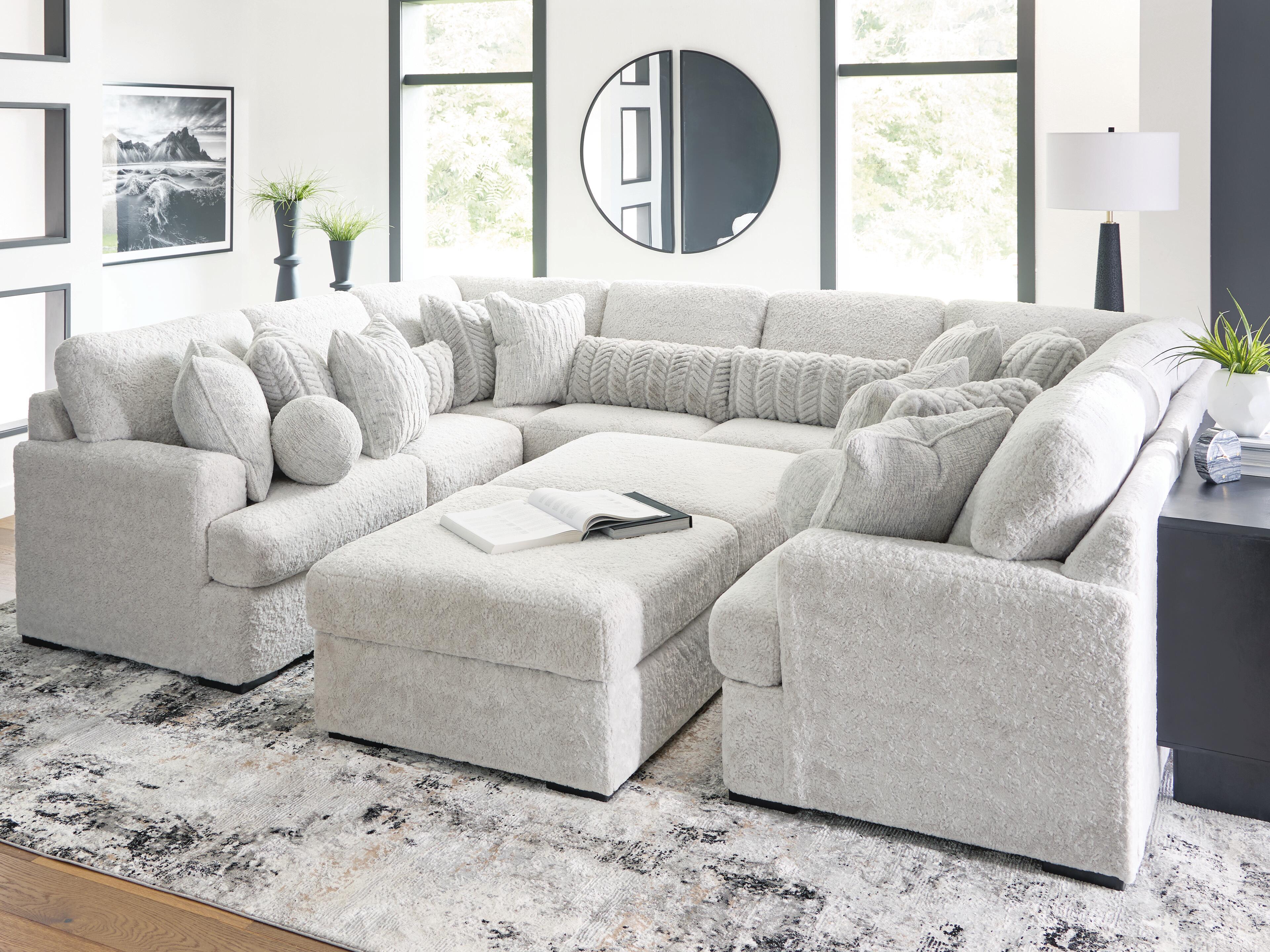 Dar Furniture - Ashley Furniture - Cuddle Plush 10-Piece Sectional - RAF 10-Piece Sectional / Arctic - PC59106S10