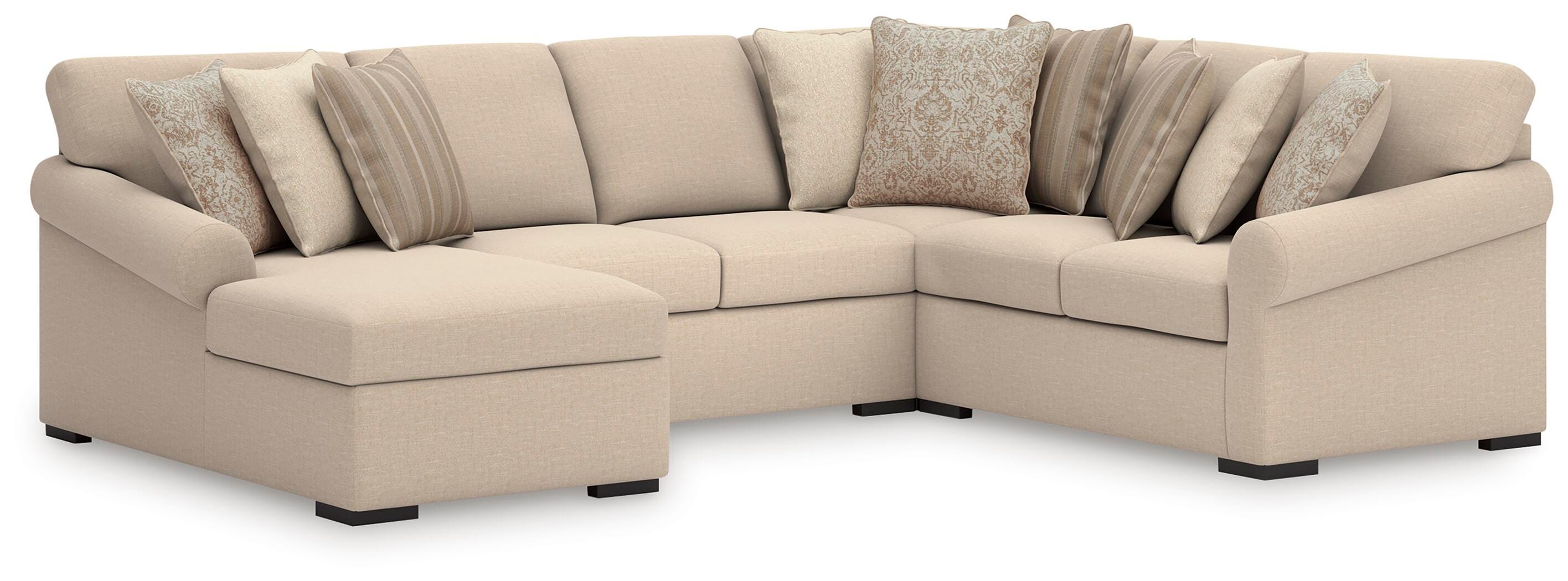 Dar Furniture - Ashley Furniture - LadyMae 4-Piece Sectional with Chaise - RAF 4-Piece Sectional with Chaise / Twill - 59404S7