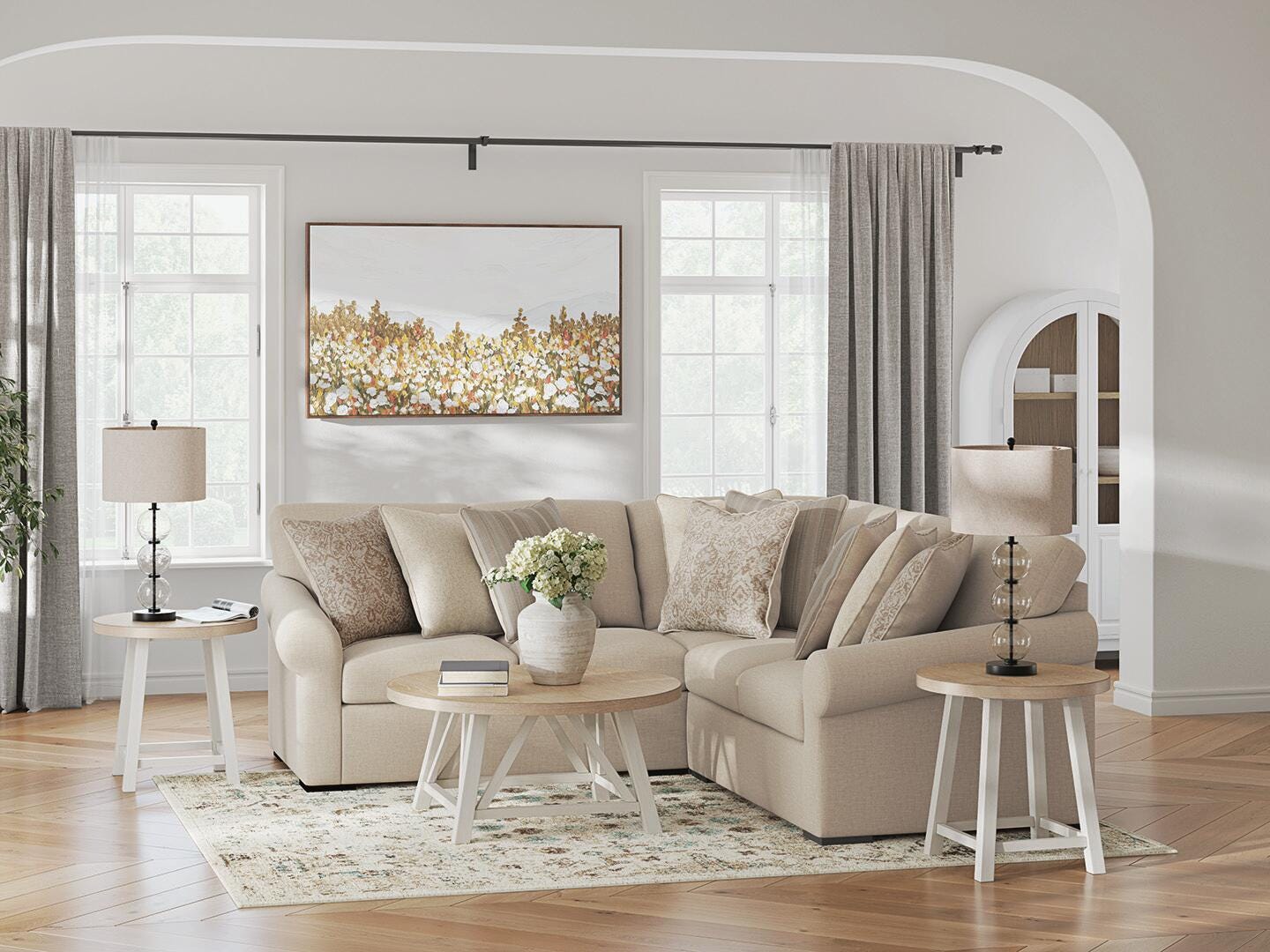 Dar Furniture - Ashley Furniture - LadyMae 3-Piece Sectional - RAF 3-Piece Sectional / Twill - 59404S1