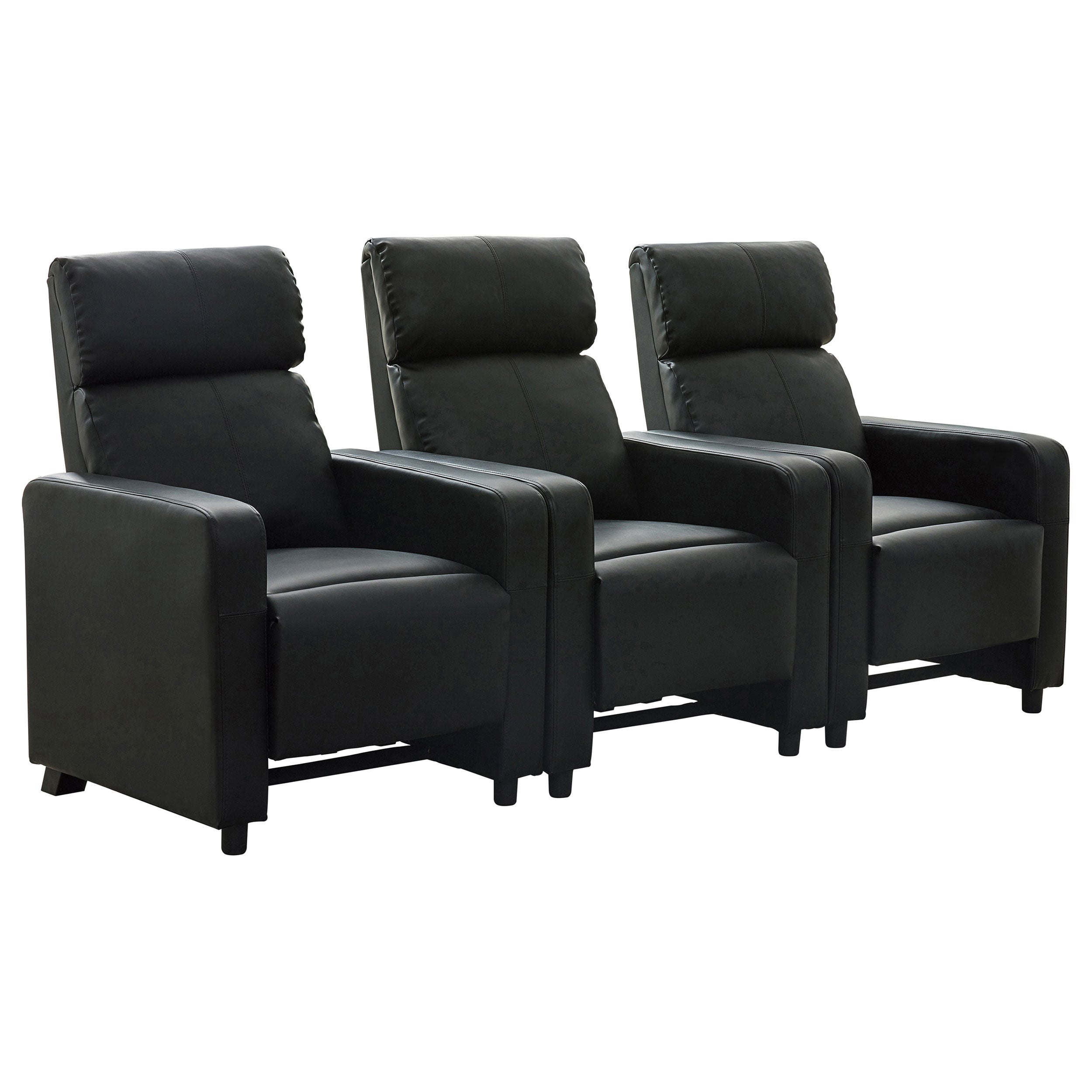 Dar Furniture - Coaster - Toohey Upholstered Tufted Recliner Living Room Set Black - 600181-S3B