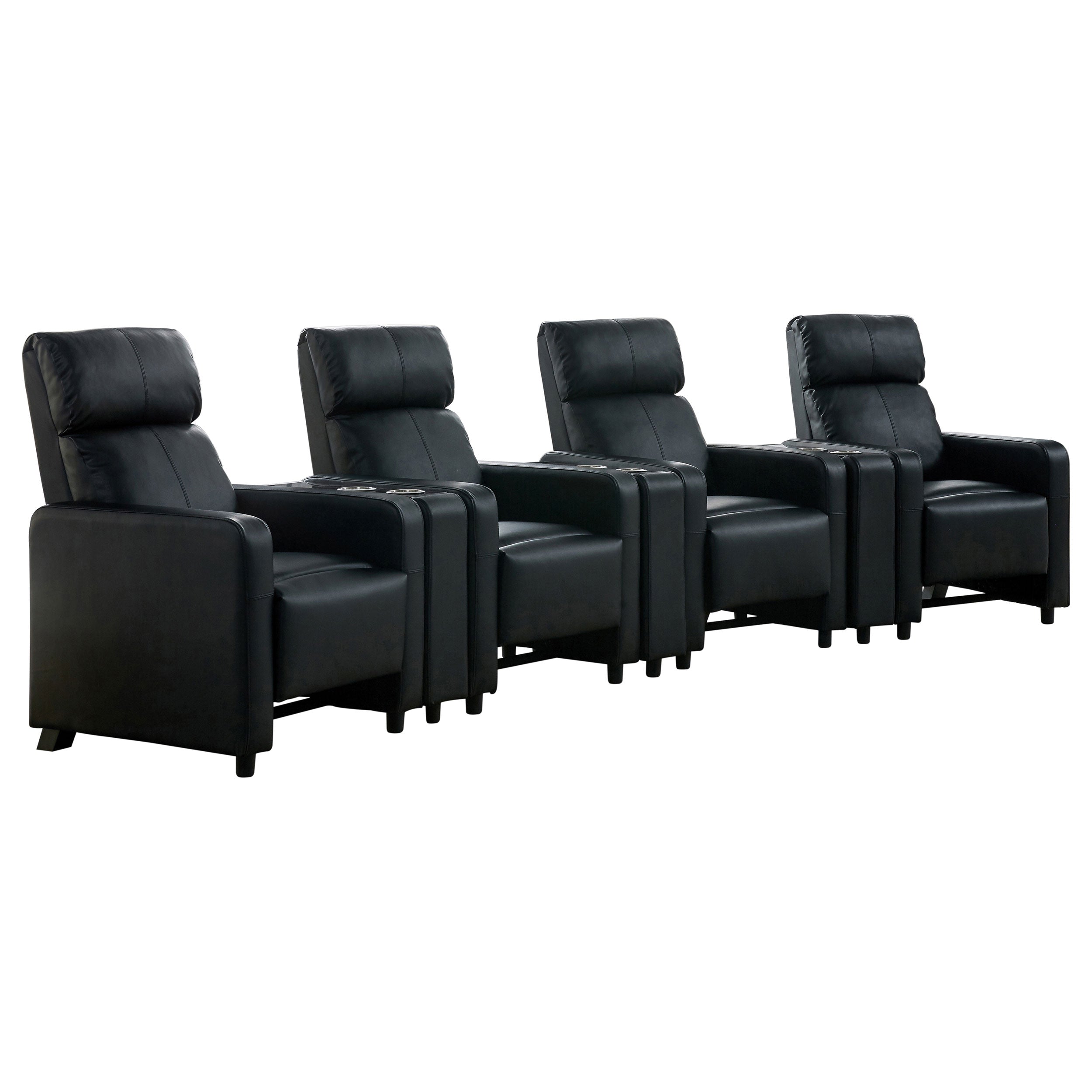 Dar Furniture - Coaster - Toohey Upholstered Tufted Recliner Living Room Set Black - 600181-S4A