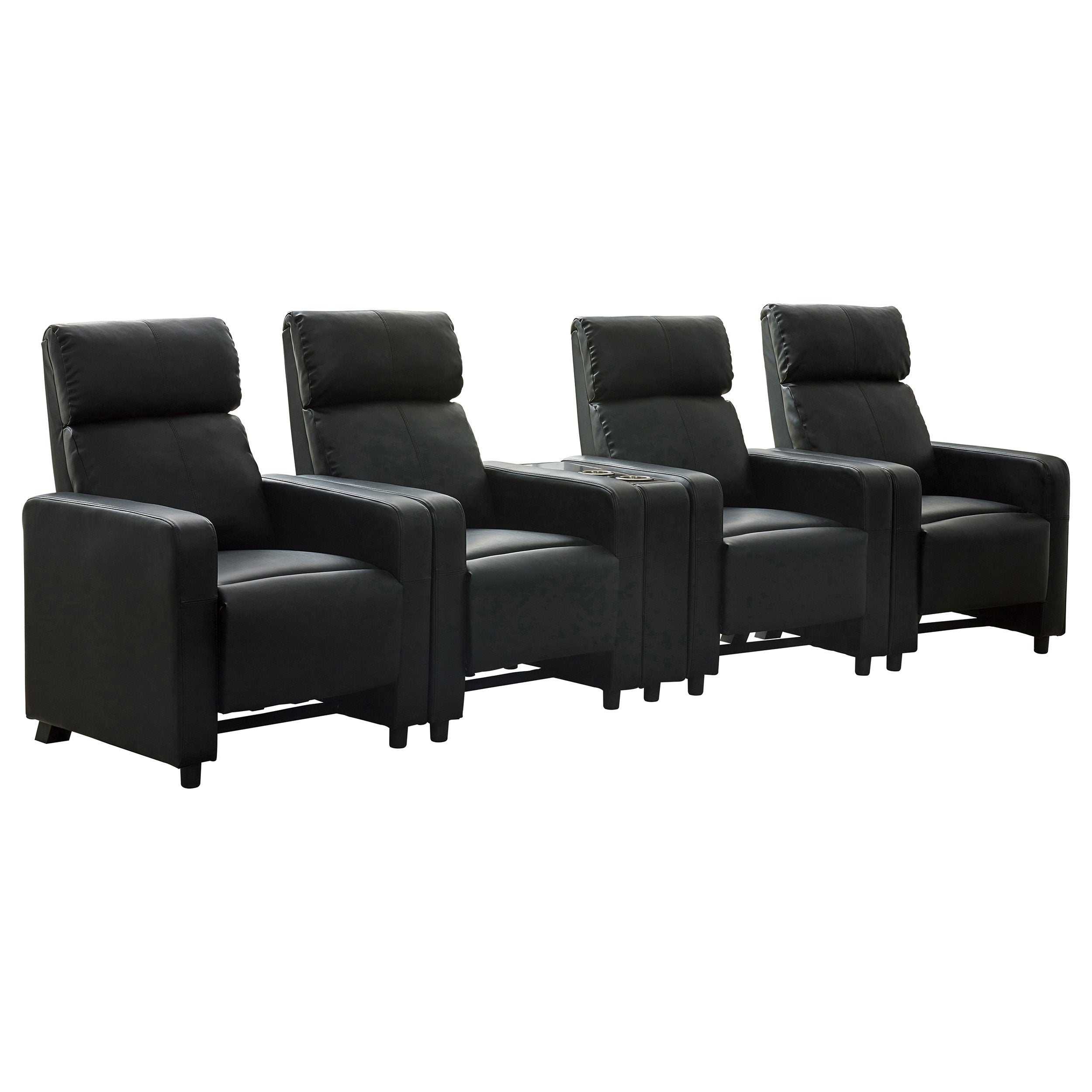 Dar Furniture - Coaster - Toohey Upholstered Tufted Recliner Living Room Set Black - 600181-S4B