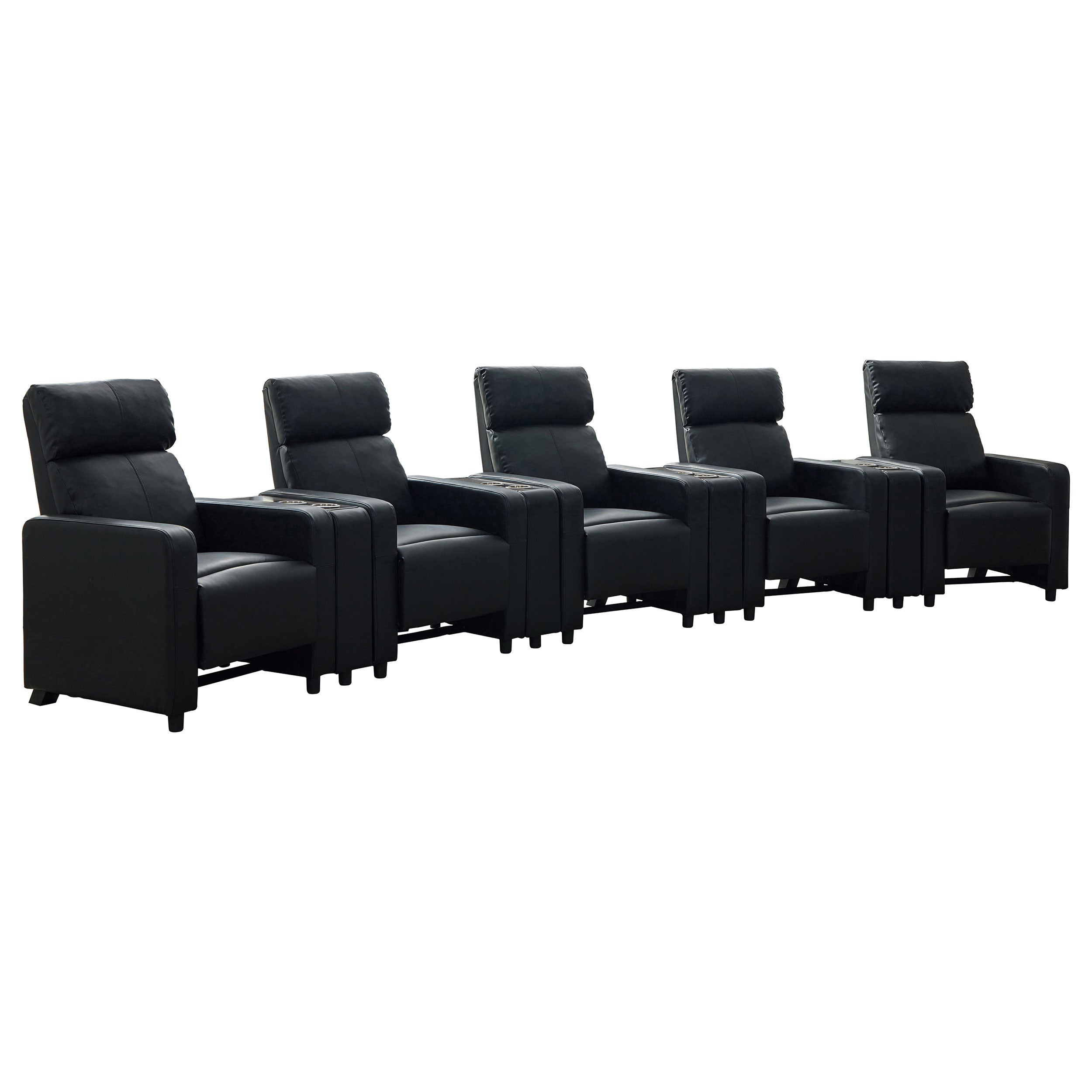 Dar Furniture - Coaster - Toohey Upholstered Tufted Recliner Living Room Set Black - 600181-S5A