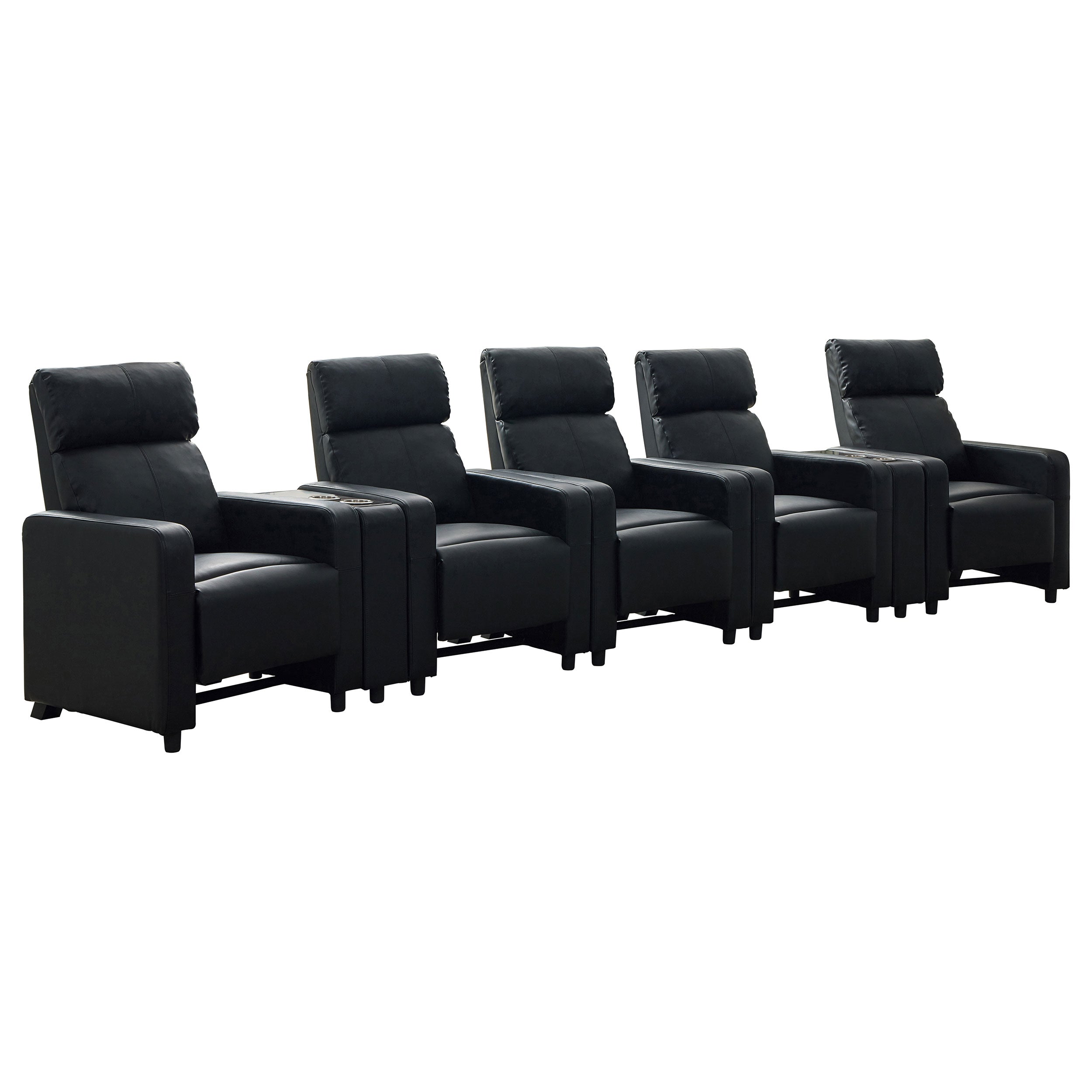 Dar Furniture - Coaster - Toohey Upholstered Tufted Recliner Living Room Set Black - 600181-S5B