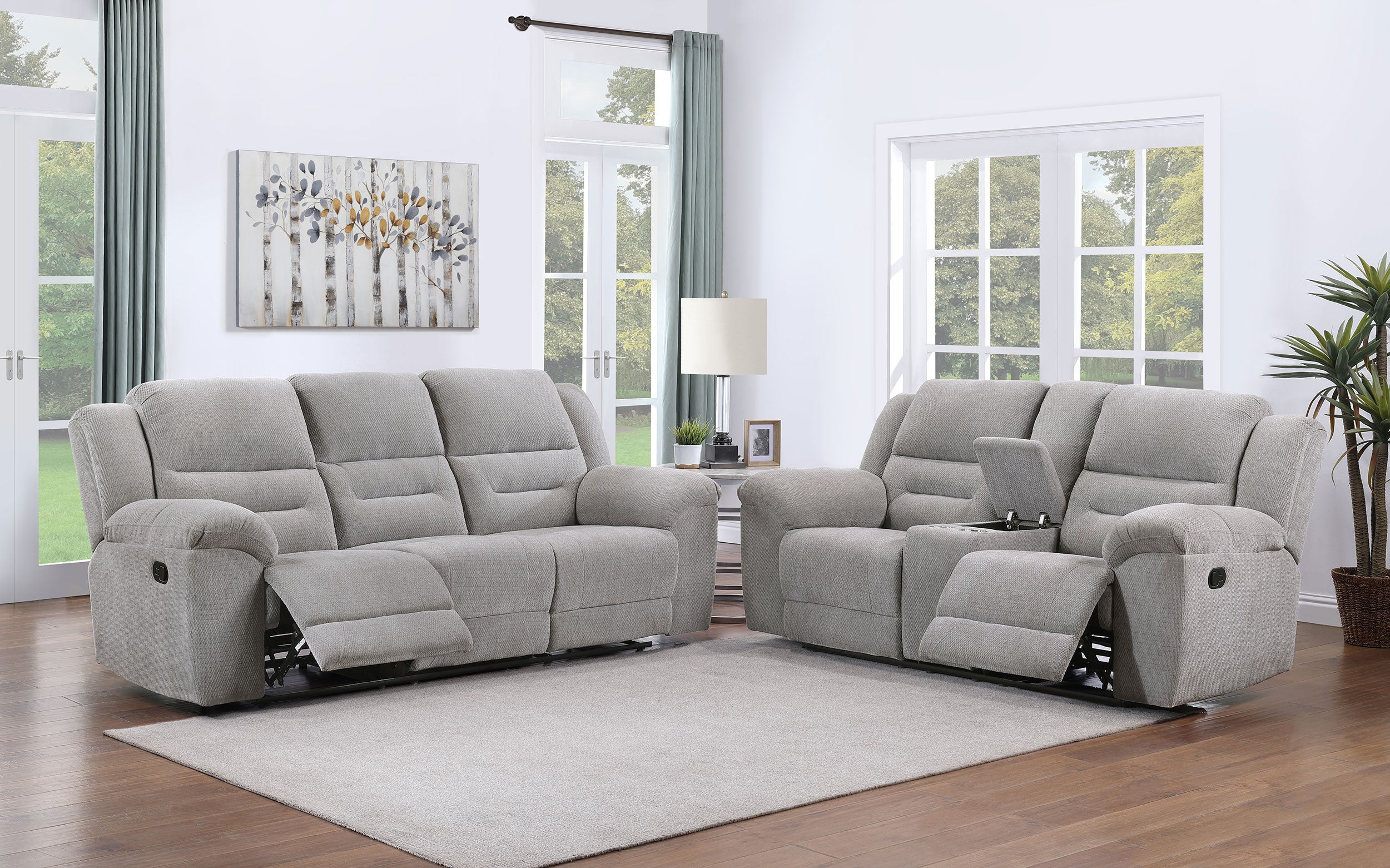Dar Furniture - Coaster - Gilson 2-piece Chenille Upholstered Reclining Sofa Set Grey - 602551-S2