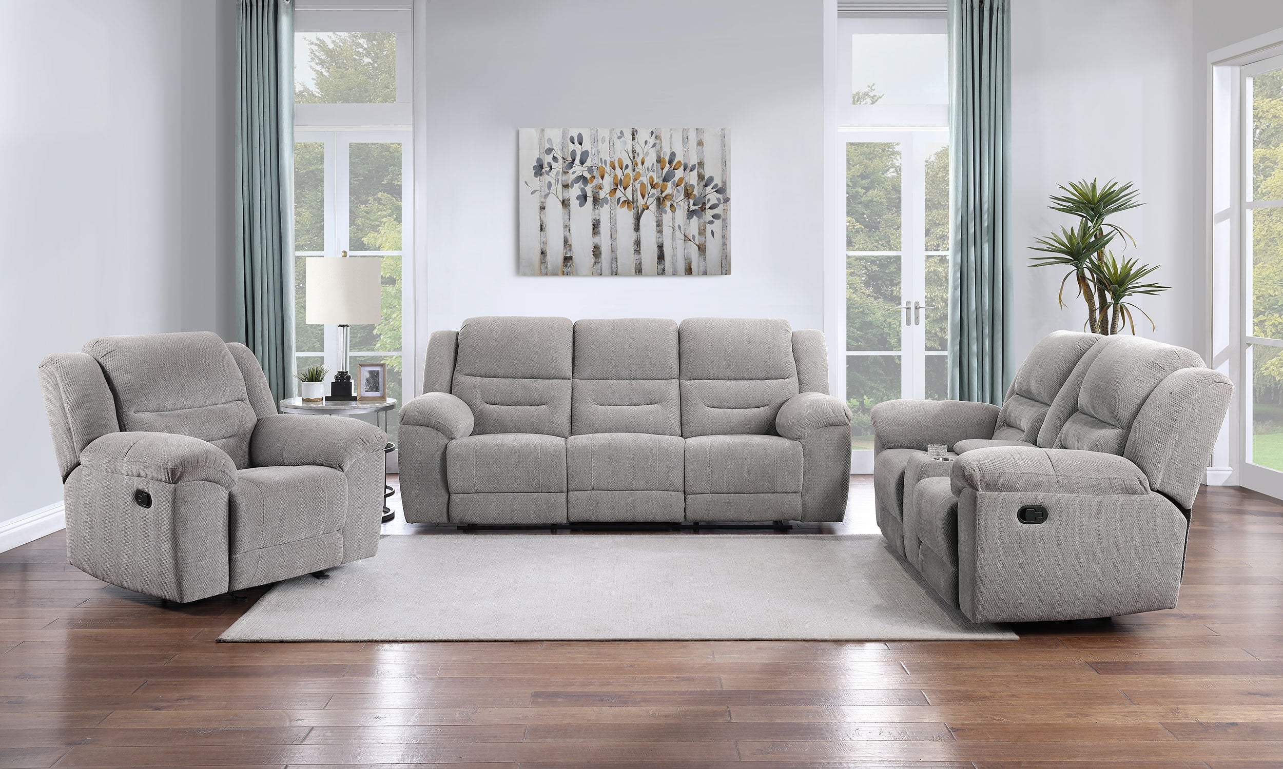 Dar Furniture - Coaster - Gilson 3-piece Chenille Upholstered Reclining Sofa Set Grey - 602551-S3