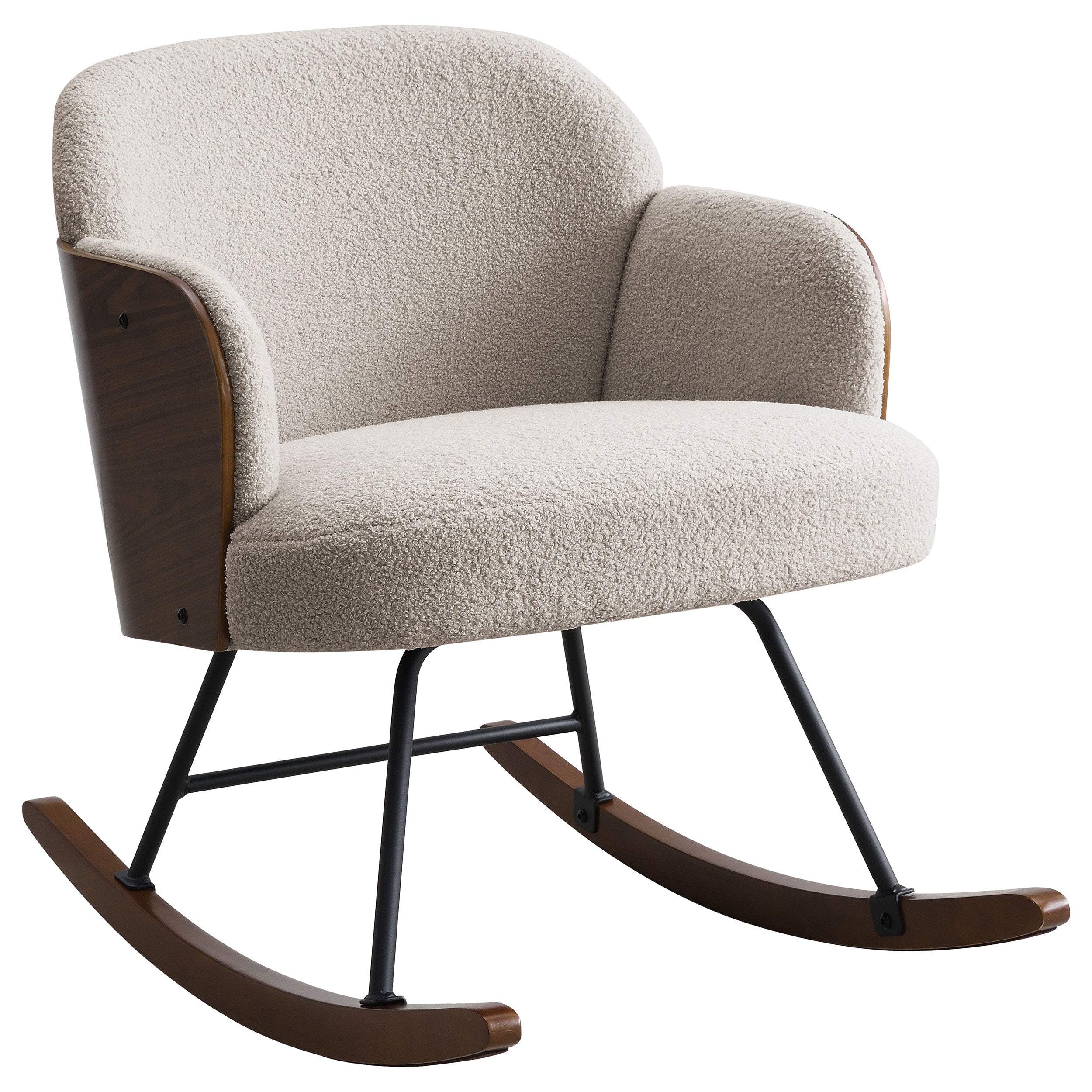 Dar Furniture - Coaster - Paige Boucle Upholstered Mid Back Rocking Chair Beige - 602625
