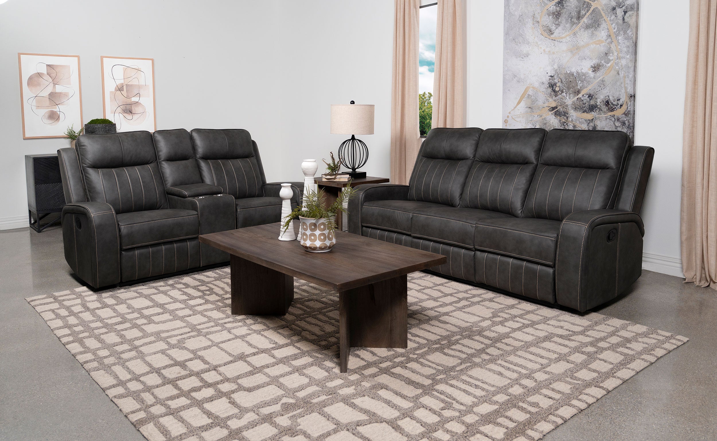 Dar Furniture - Coaster - Raelynn 2-piece Upholstered Reclining Sofa Set Grey - 603191-S2