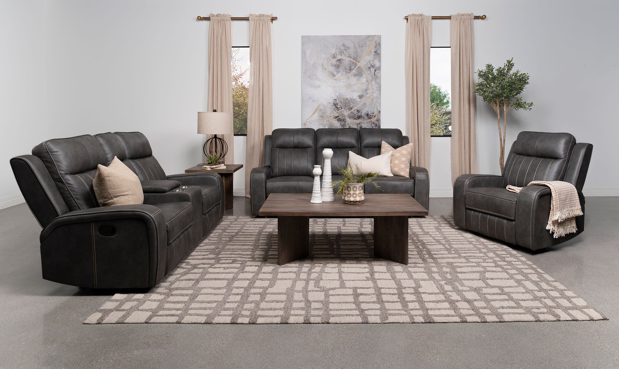 Dar Furniture - Coaster - Raelynn 3-piece Upholstered Reclining Sofa Set Grey - 603191-S3