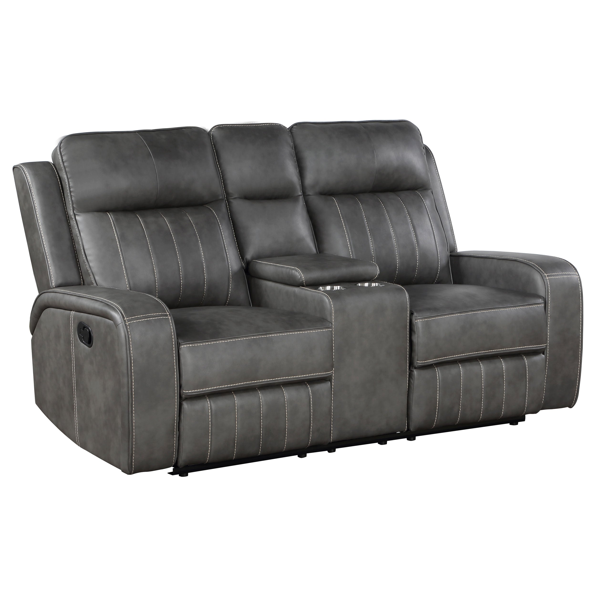 Dar Furniture - Coaster - Raelynn Upholstered Track Arm Motion Loveseat Grey - 603192