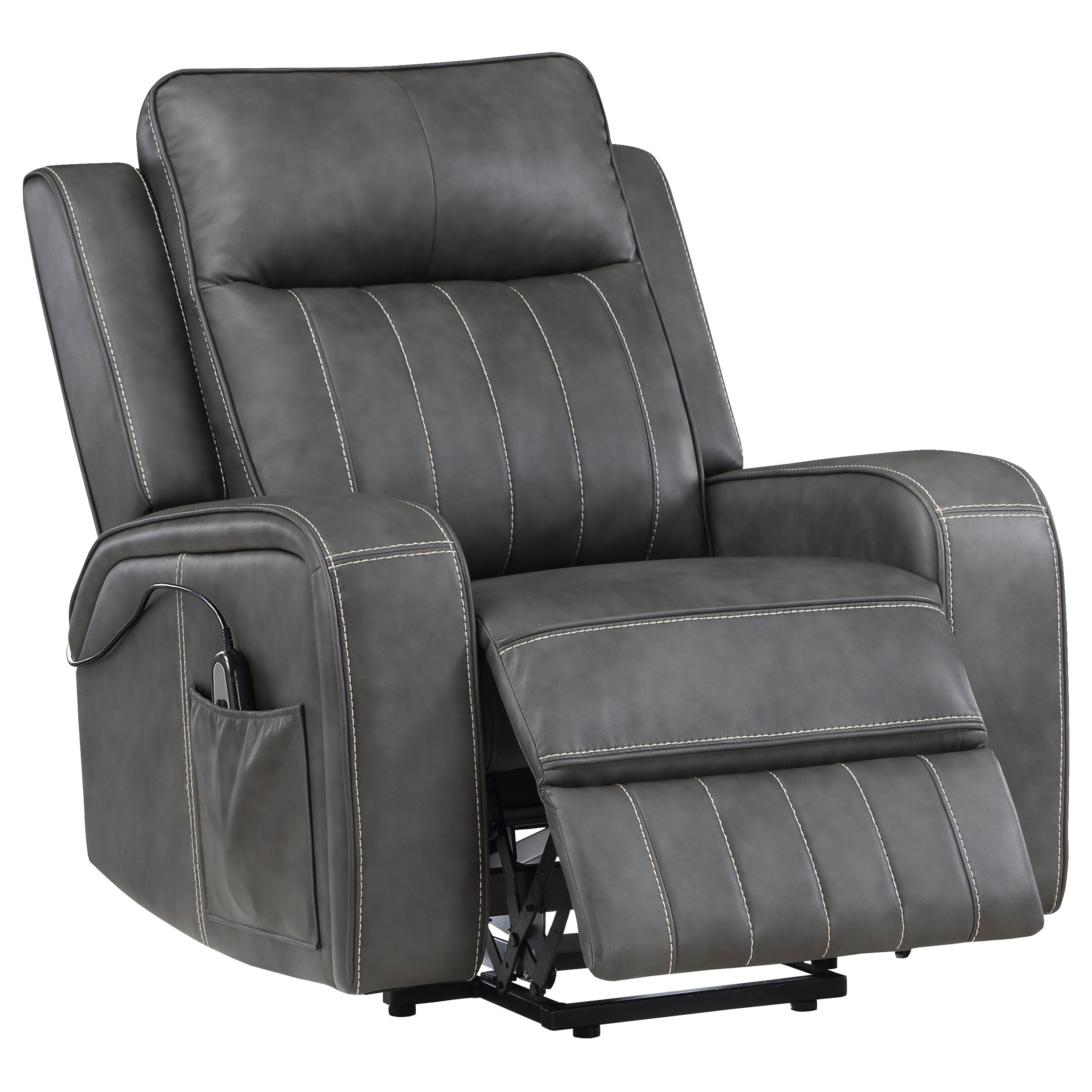 Dar Furniture - Coaster - Raelynn Upholstered Power Lift Recliner Chair Grey - 603194P
