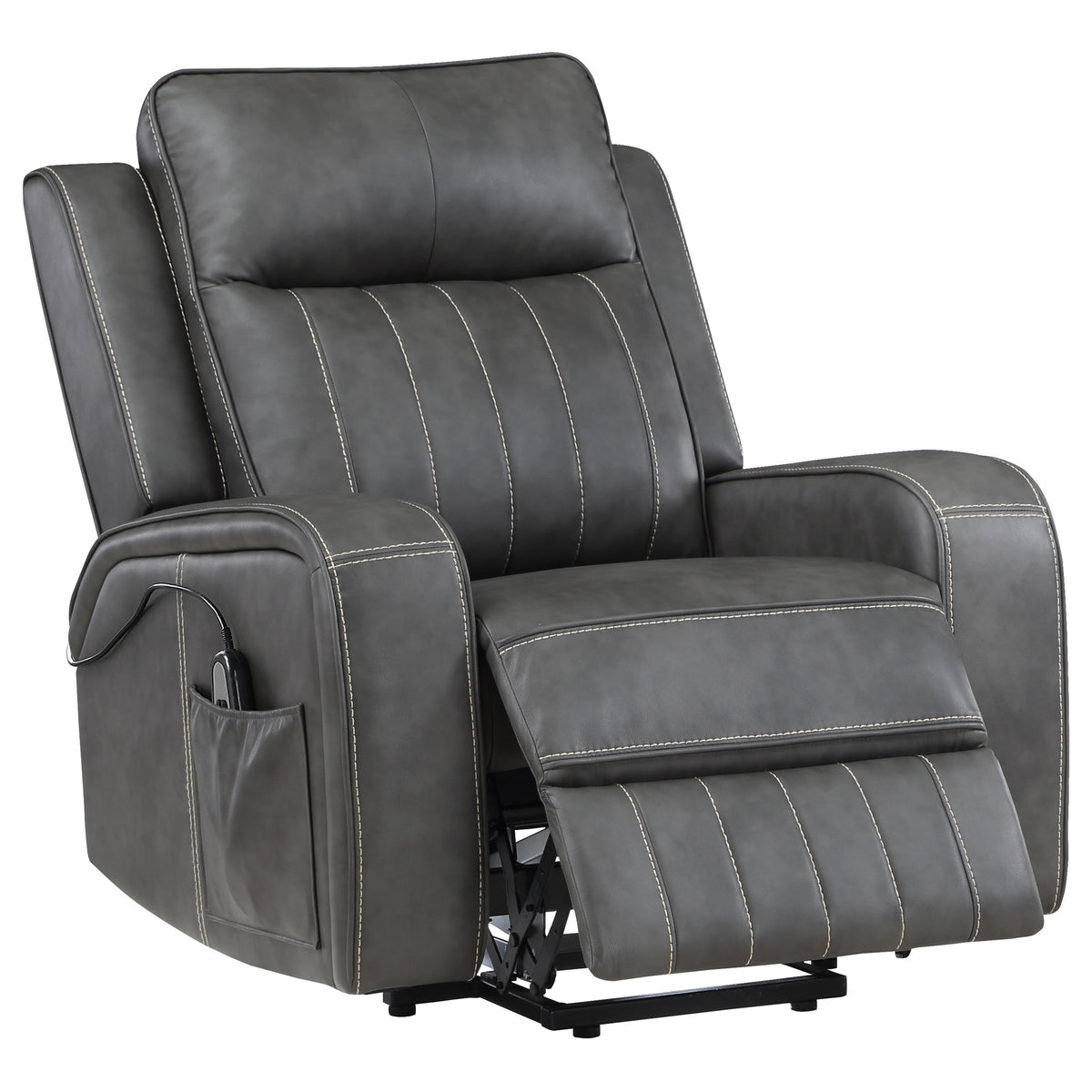 Dar Furniture - Coaster - Raelynn Upholstered Power Lift Recliner Chair Grey - 603194P