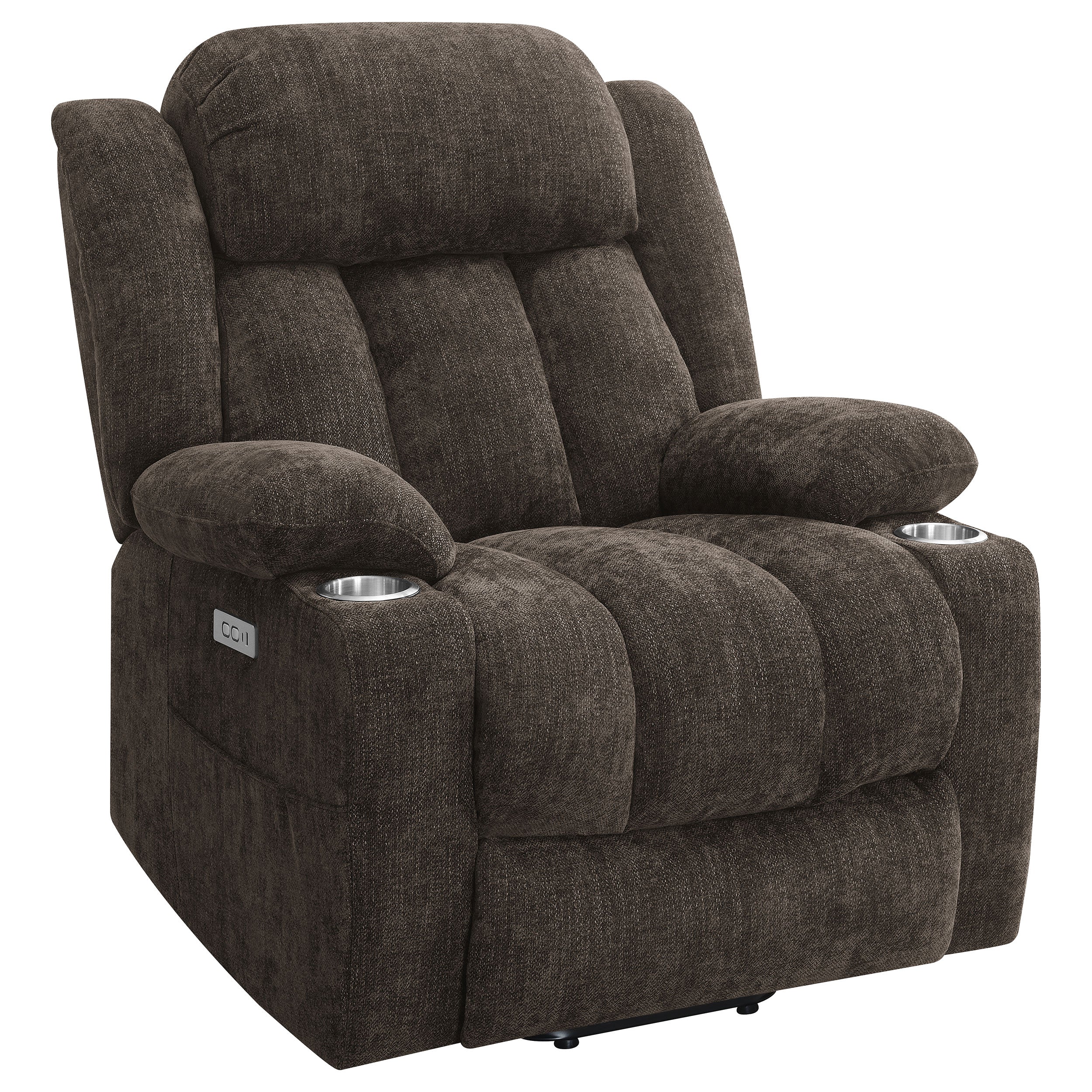 Dar Furniture - Coaster - Houston Upholstered Power Lift Recliner Chair Dark Brown - 603233P
