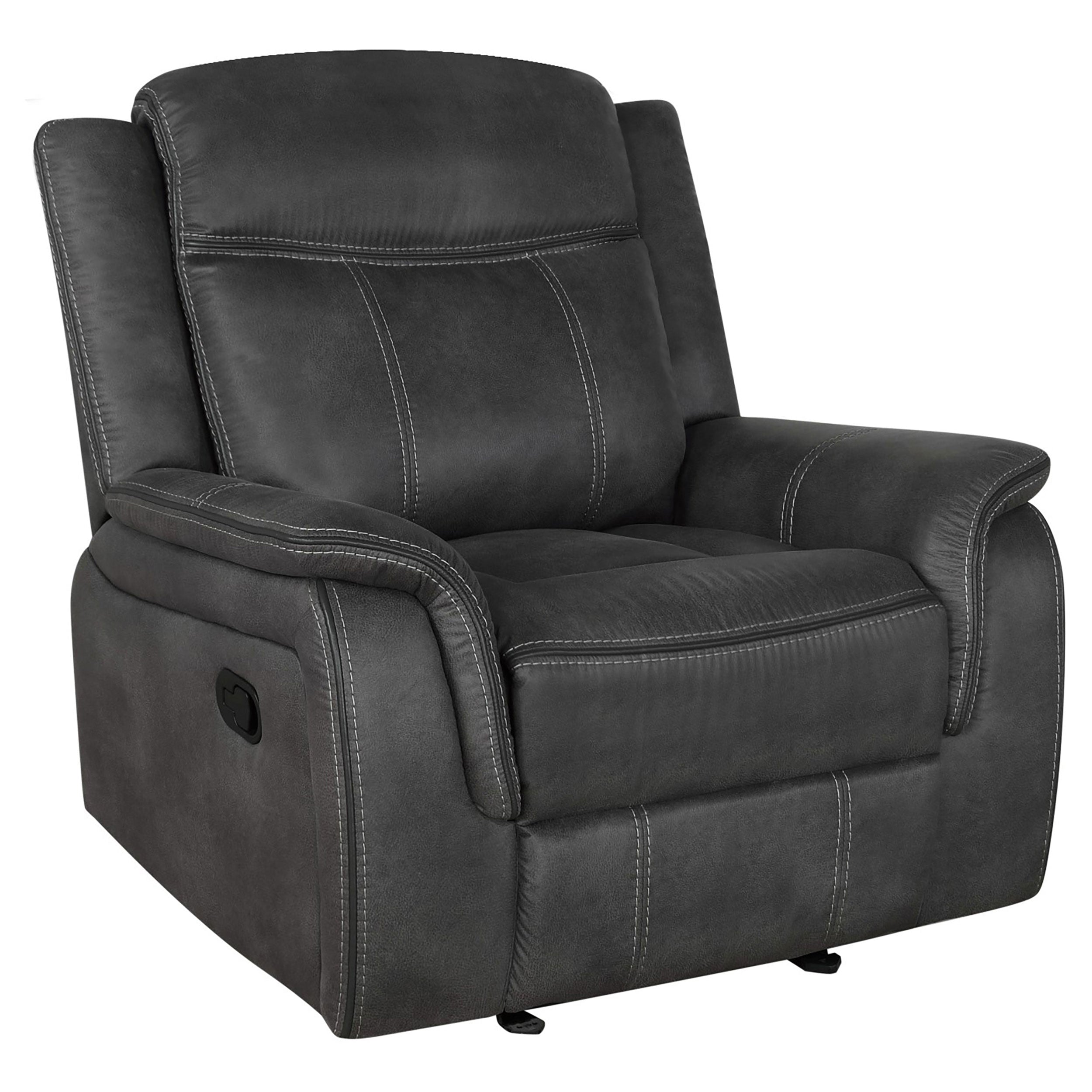 Dar Furniture - Coaster - Lawrence Upholstered Padded Arm Glider Recliner Charcoal - 603506