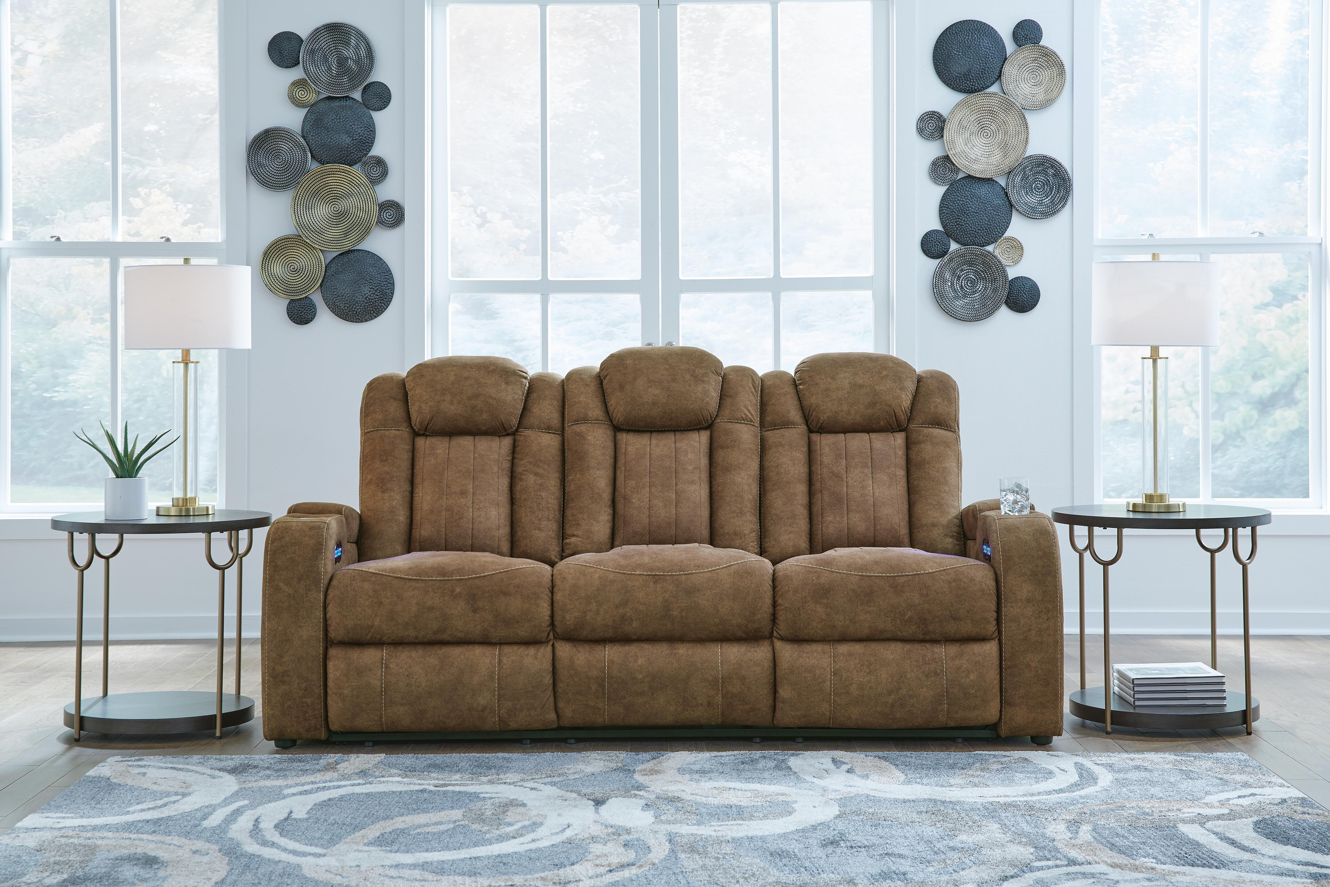 Dar Furniture - Ashley Furniture - Wolfridge Power Reclining Sofa - PWR REC Sofa with ADJ Headrest / Brindle - 6070315