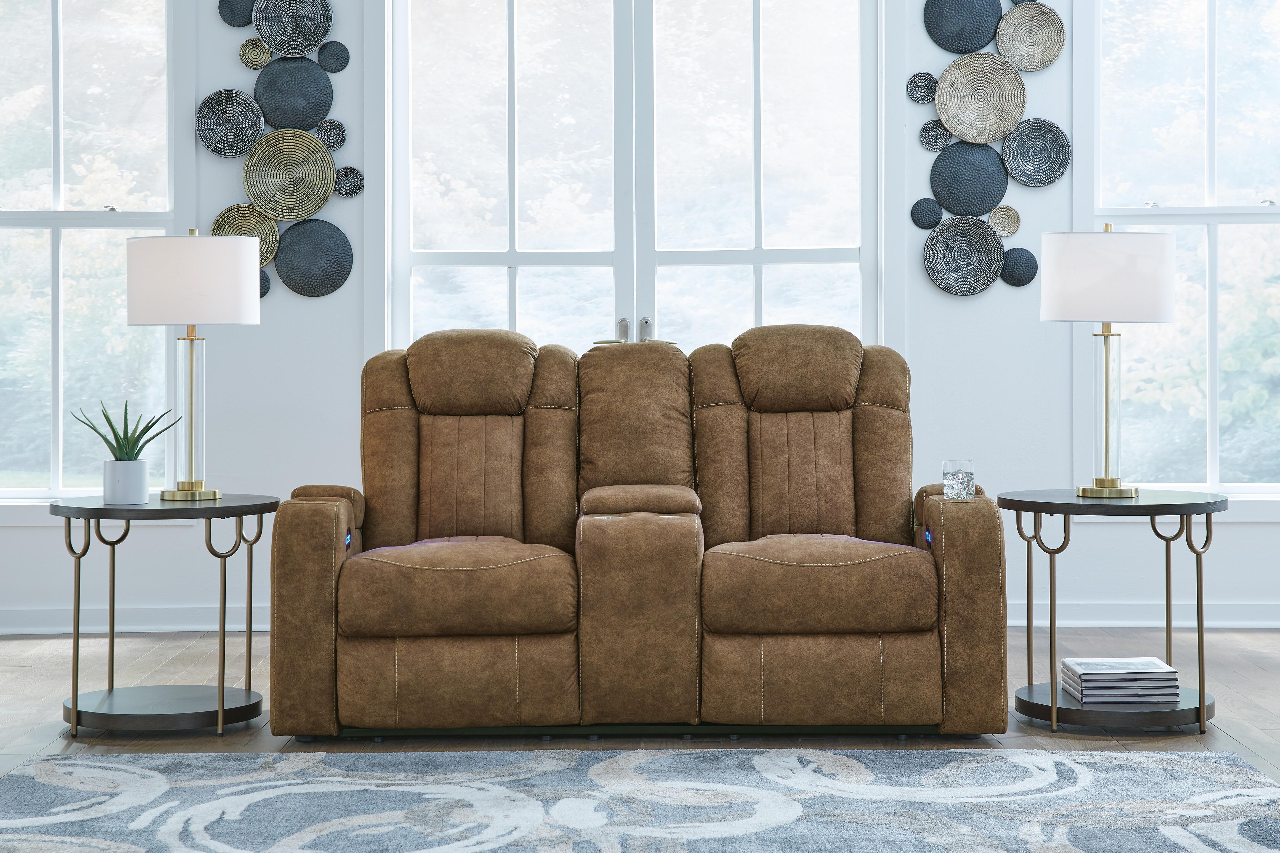 Dar Furniture - Ashley Furniture - Wolfridge Power Reclining Loveseat - PWR REC Loveseat/CON/ADJ HDRST / Brindle - 6070318