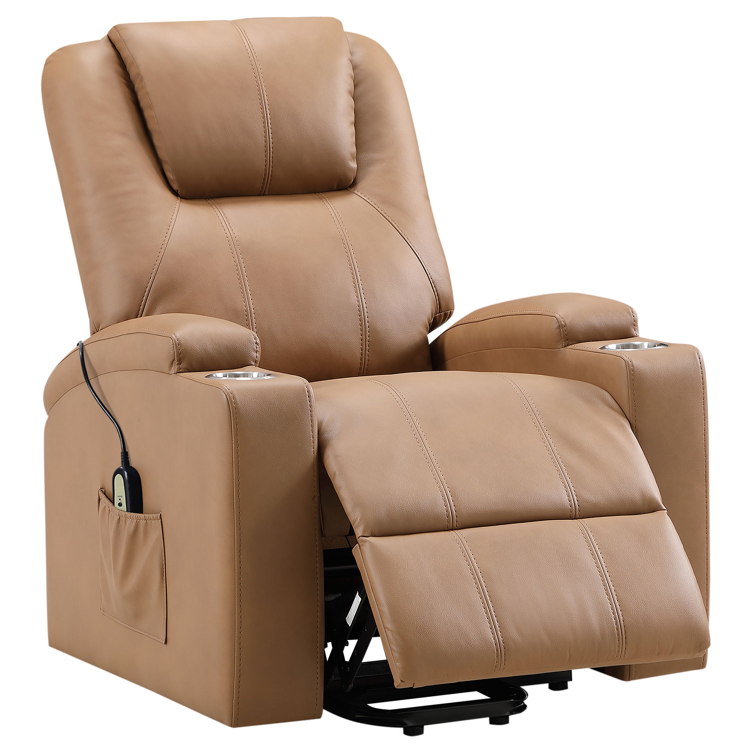 Dar Furniture - Coaster - Armstrong Upholstered Power Lift Massage Recliner Camel - 609476P