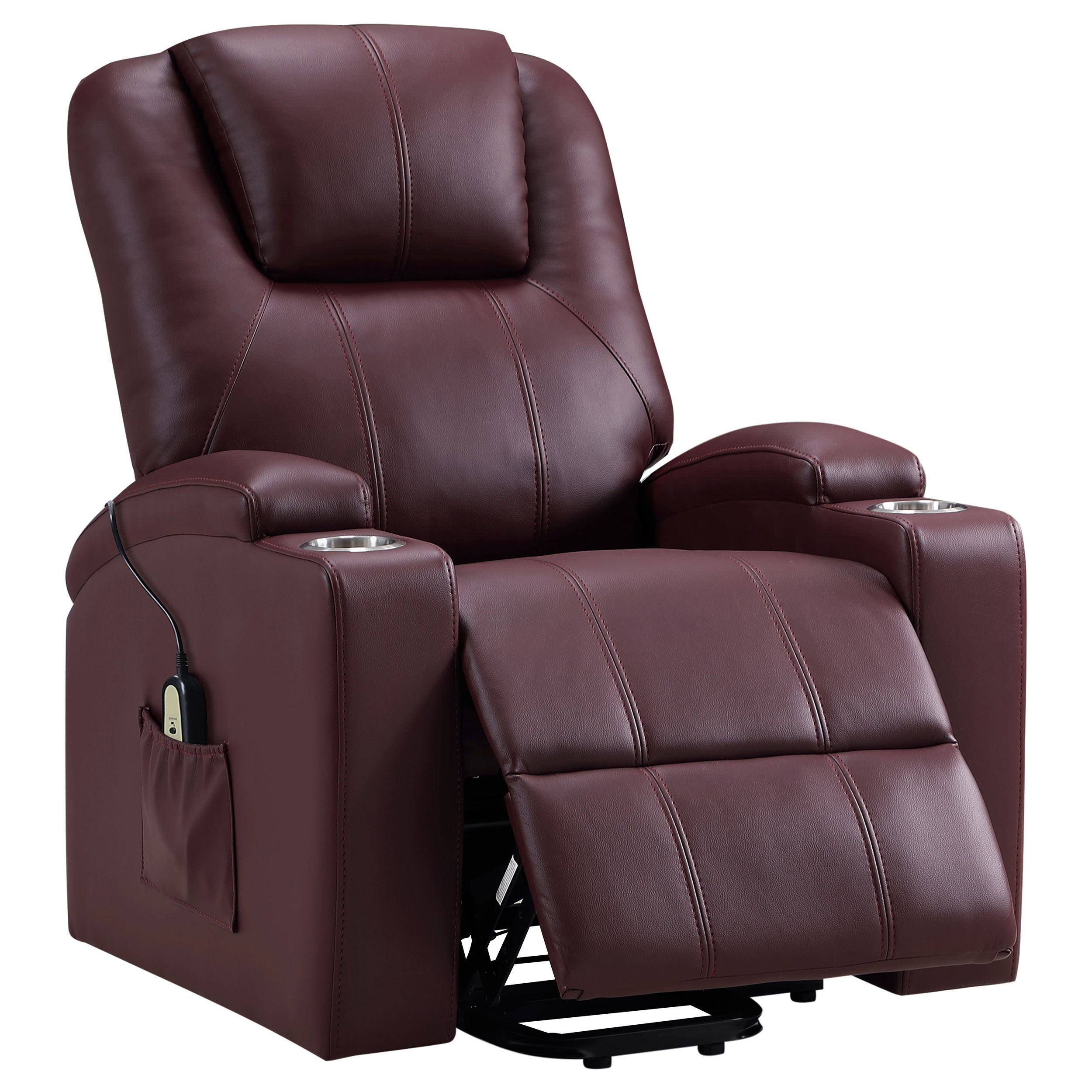 Dar Furniture - Coaster - Armstrong Upholstered Power Lift Massage Recliner Wine - 609479P