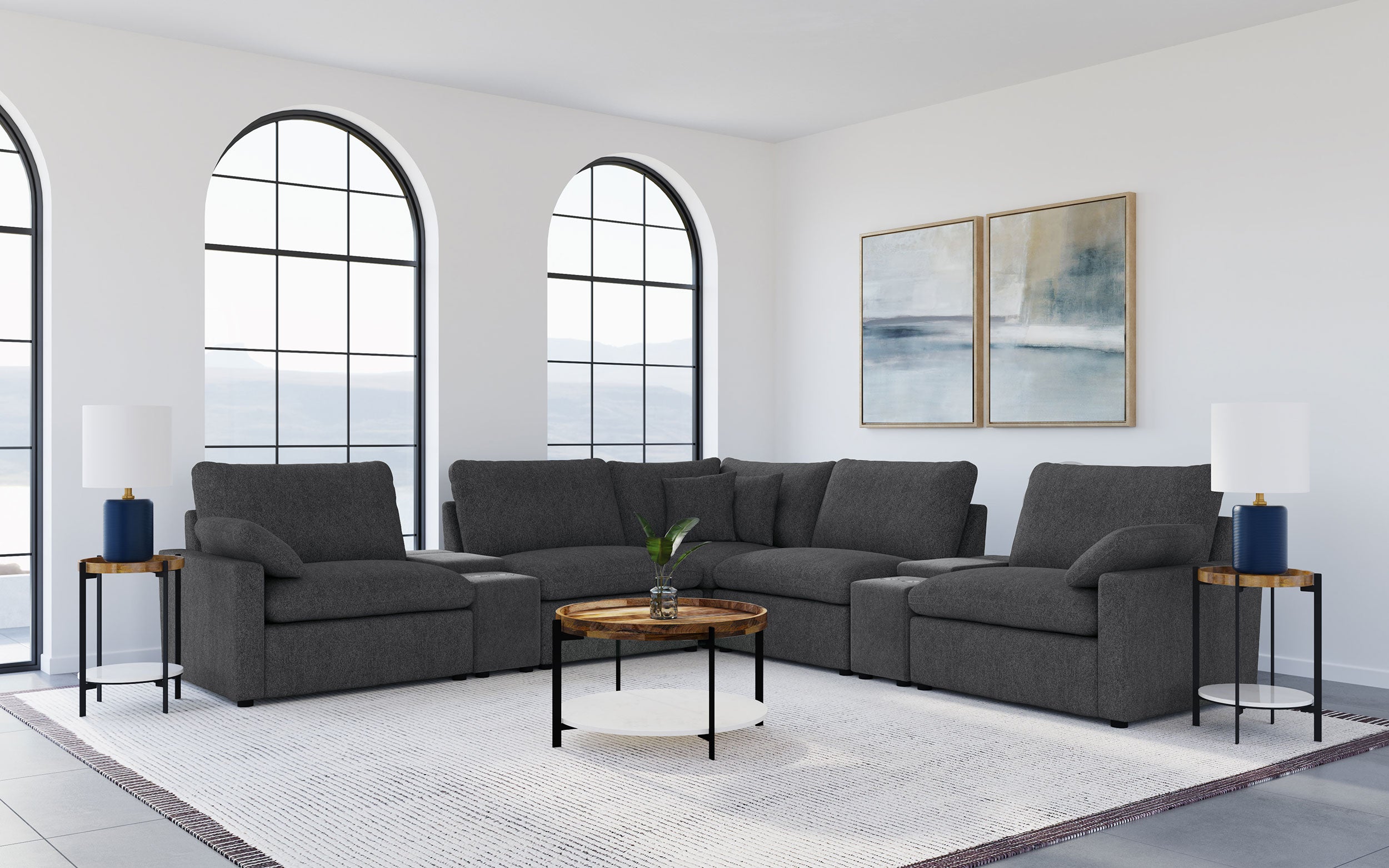 Dar Furniture - Coaster - Collins 7-piece Modular Power Reclining Sectional Dark Grey - 609530P-SETA