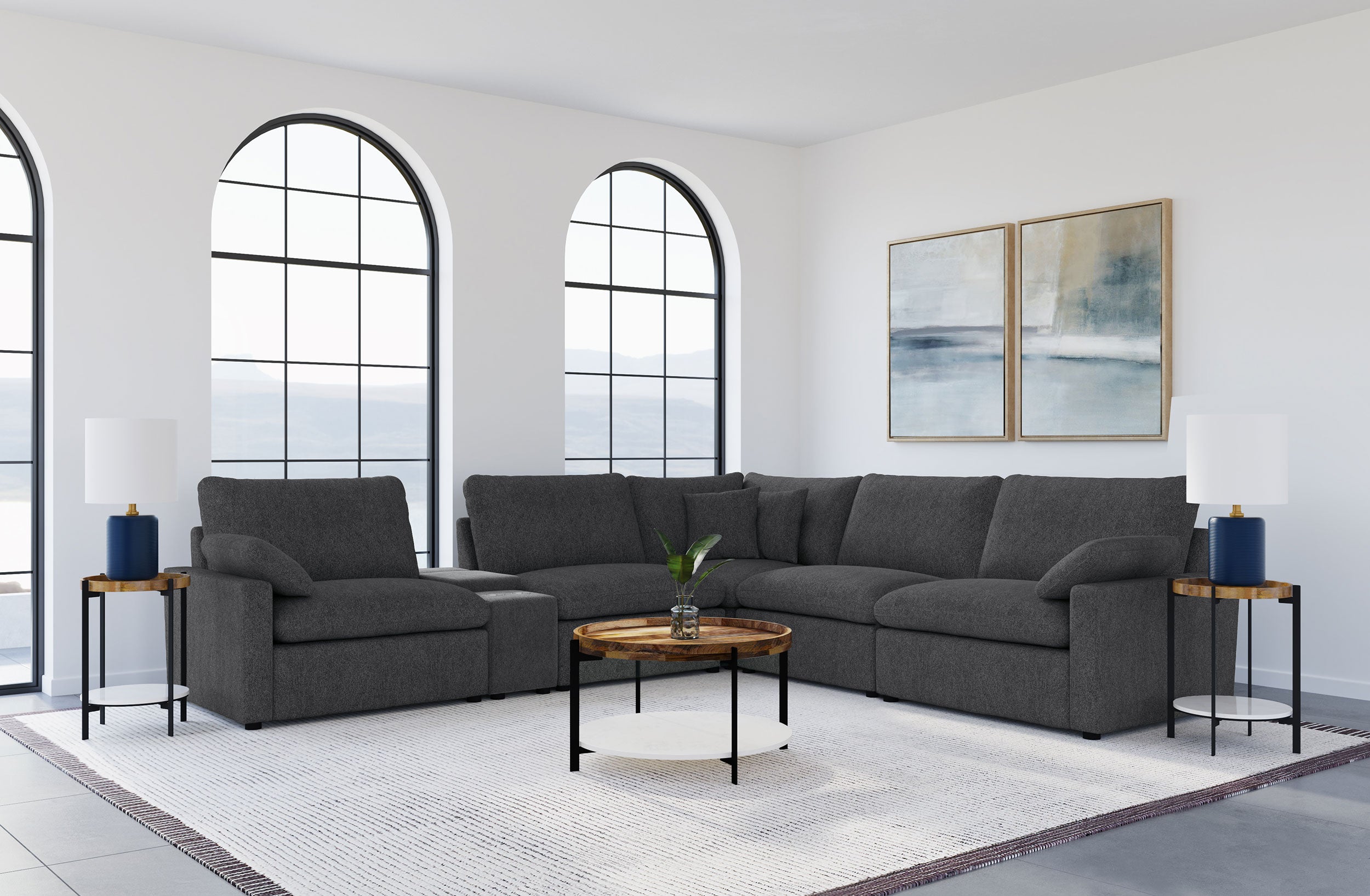 Dar Furniture - Coaster - Collins 6-piece Modular Power Reclining Sectional Dark Grey - 609530P-SET