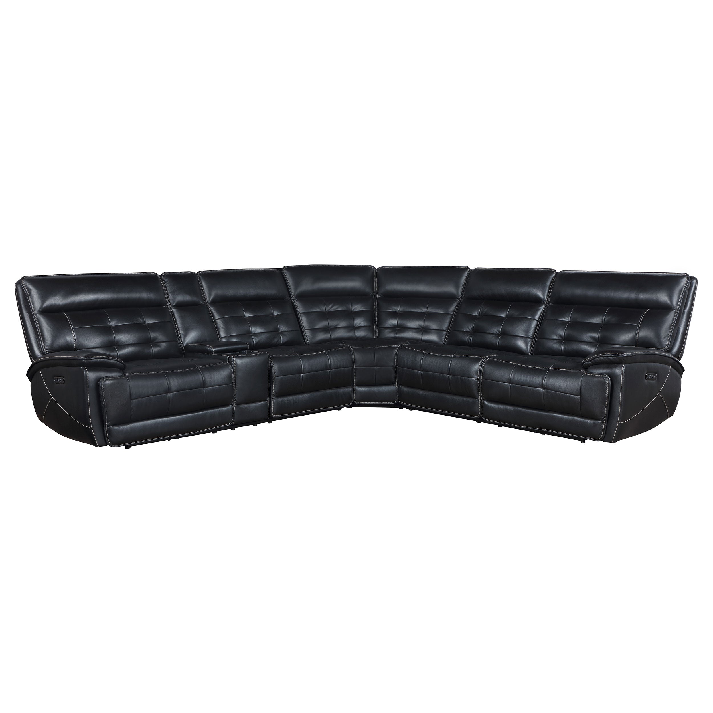 Dar Furniture - Coaster - Hewitt Leather Dual Power Reclining Sectional Sofa Black - 609610PP