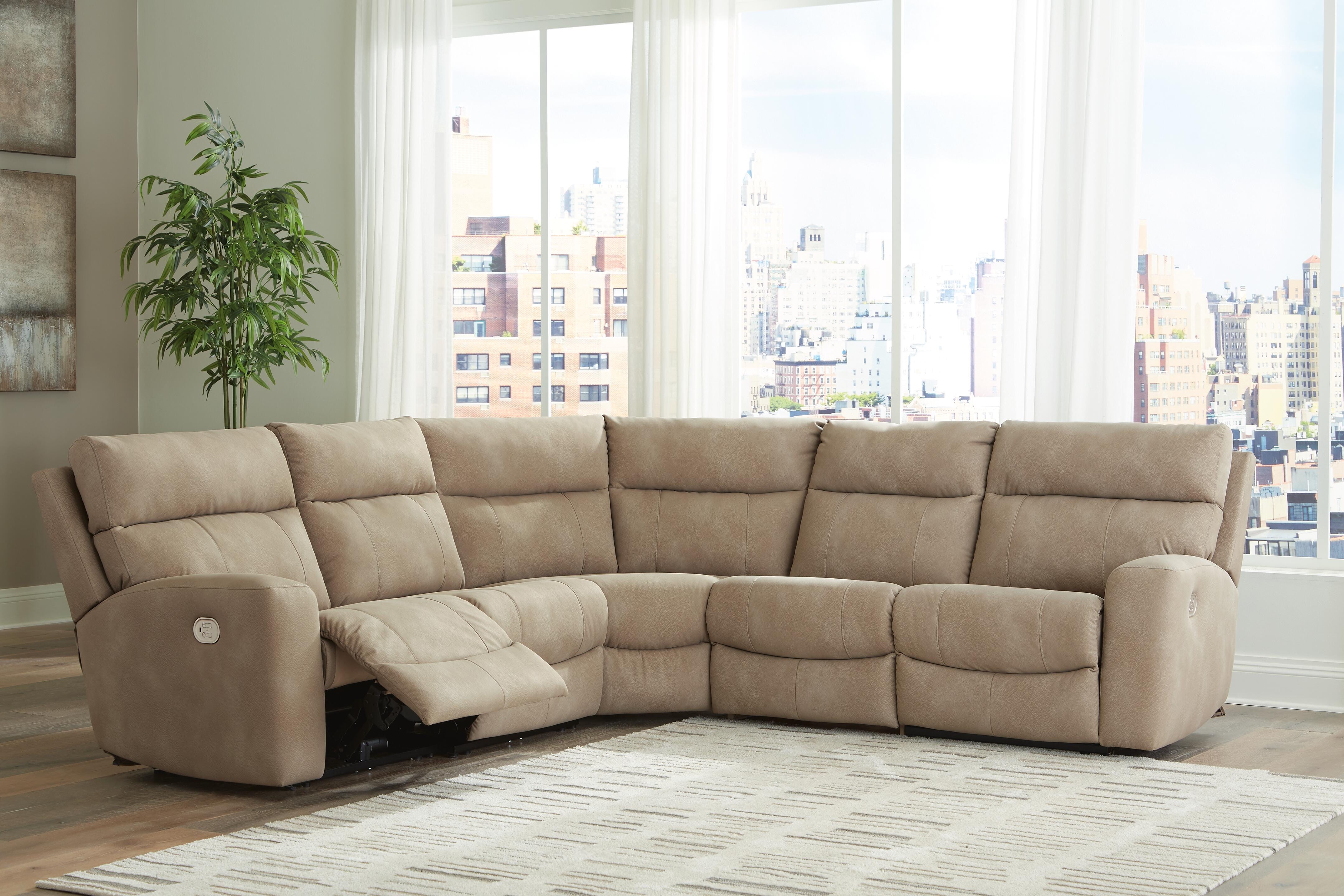 Dar Furniture - Ashley Furniture - Next-Gen Durapella 5-Piece Power Reclining Sectional - 5-Piece Power Reclining Sectional / Sand - 61004S6