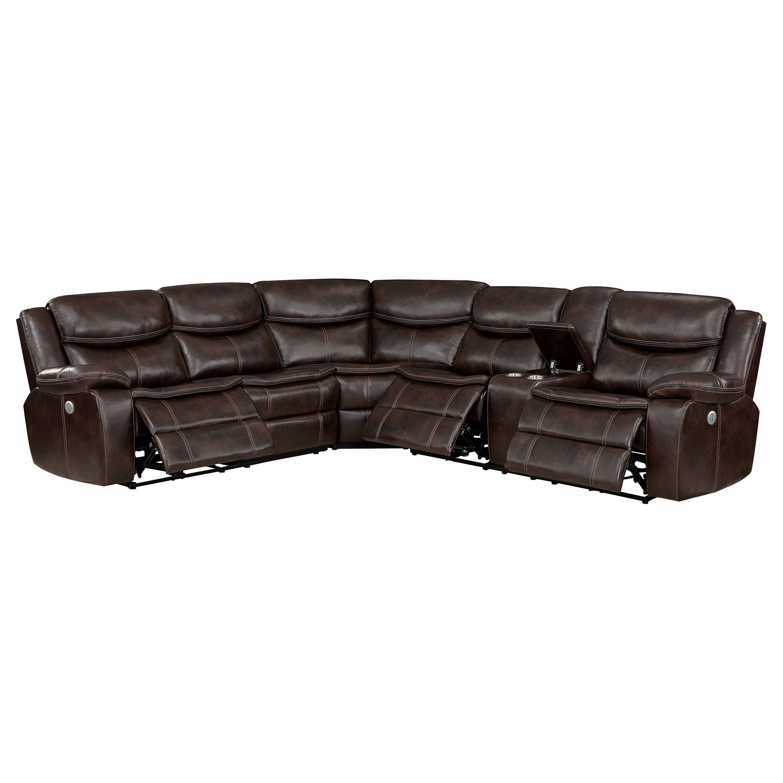 Dar Furniture - Coaster - Sycamore Upholstered Power Reclining Sectional Sofa Brown - 610190P
