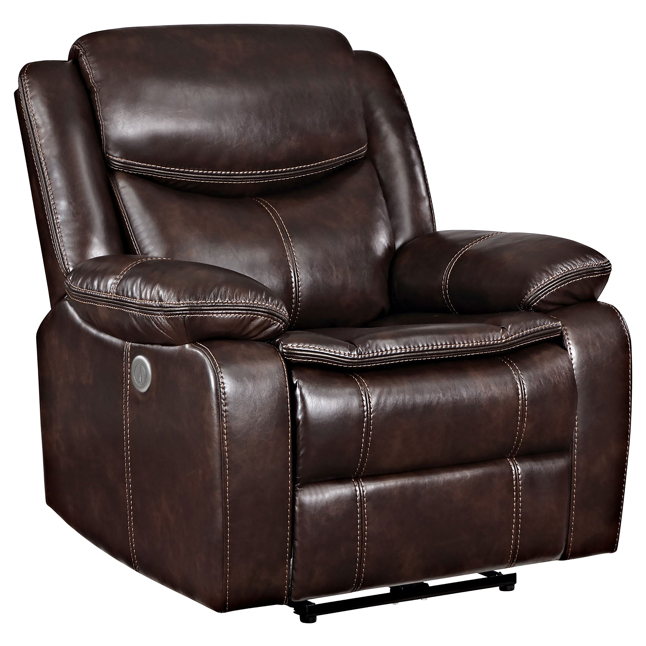 Dar Furniture - Coaster - Sycamore Upholstered Power Recliner Chair Dark Brown - 610193P