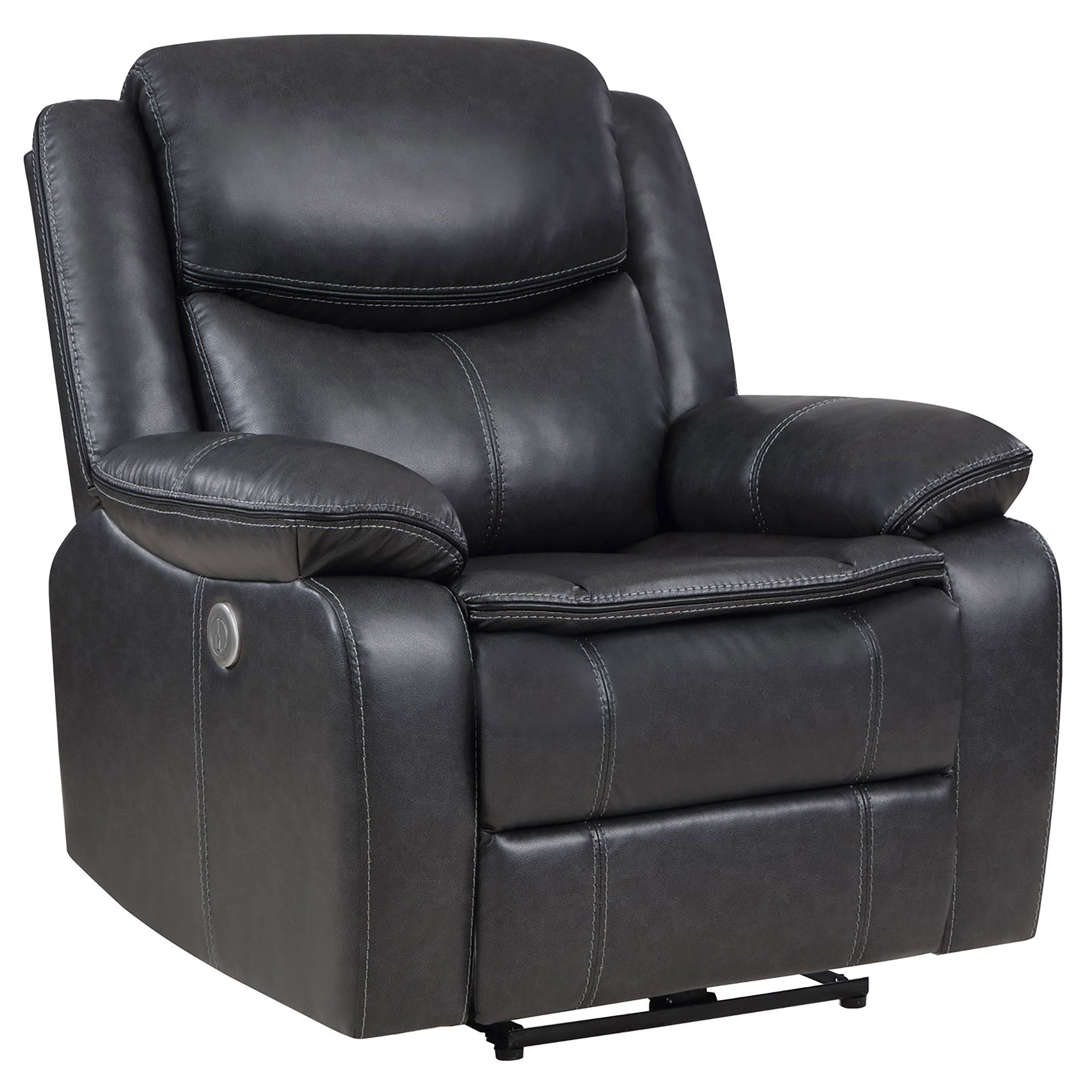 Dar Furniture - Coaster - Sycamore Upholstered Power Recliner Chair Dark Grey - 610233P