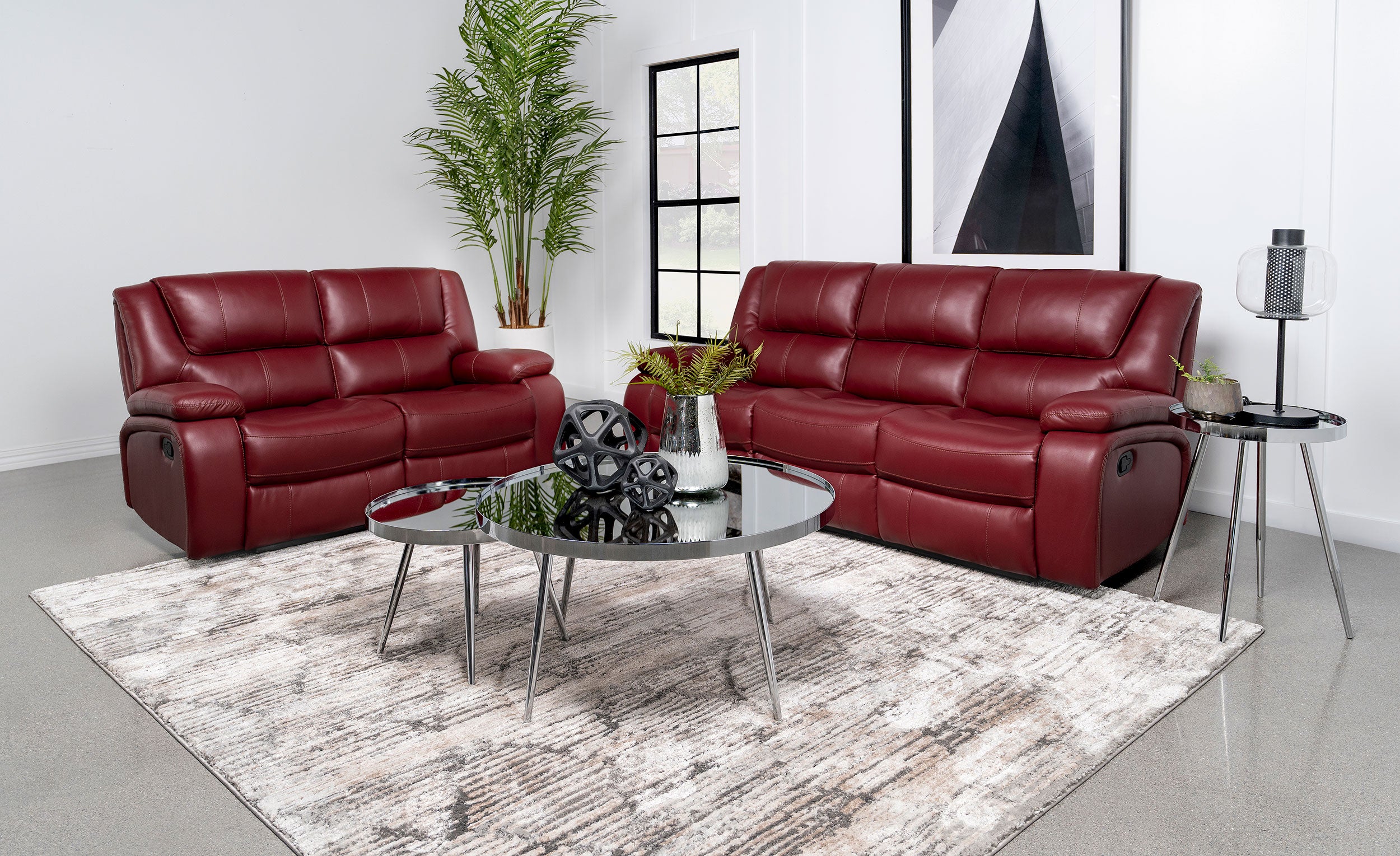 Dar Furniture - Coaster - Camila 2-piece Upholstered Reclining Sofa Set Red - 610241-S2