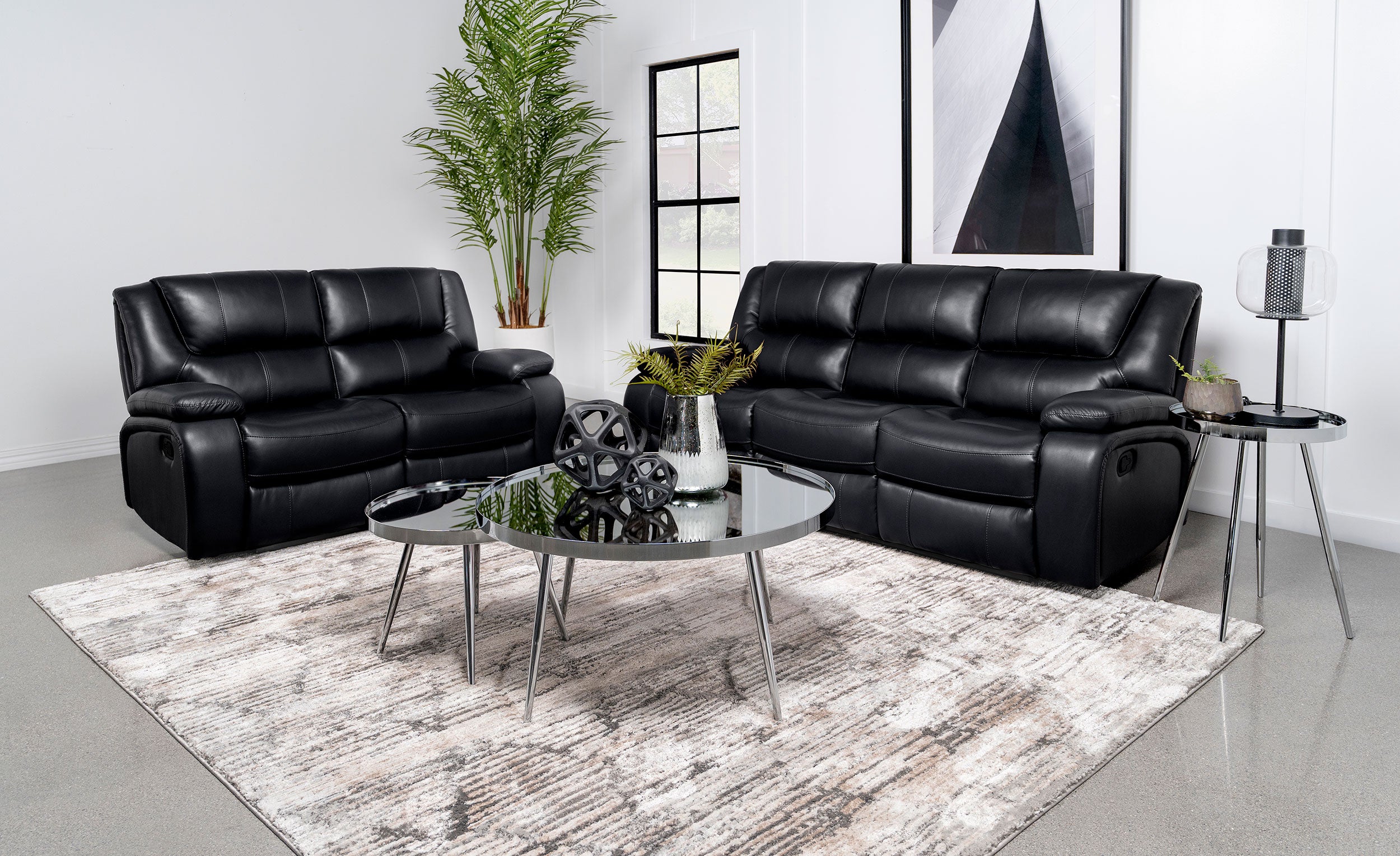 Dar Furniture - Coaster - Camila 2-piece Upholstered Reclining Sofa Set Black - 610244-S2