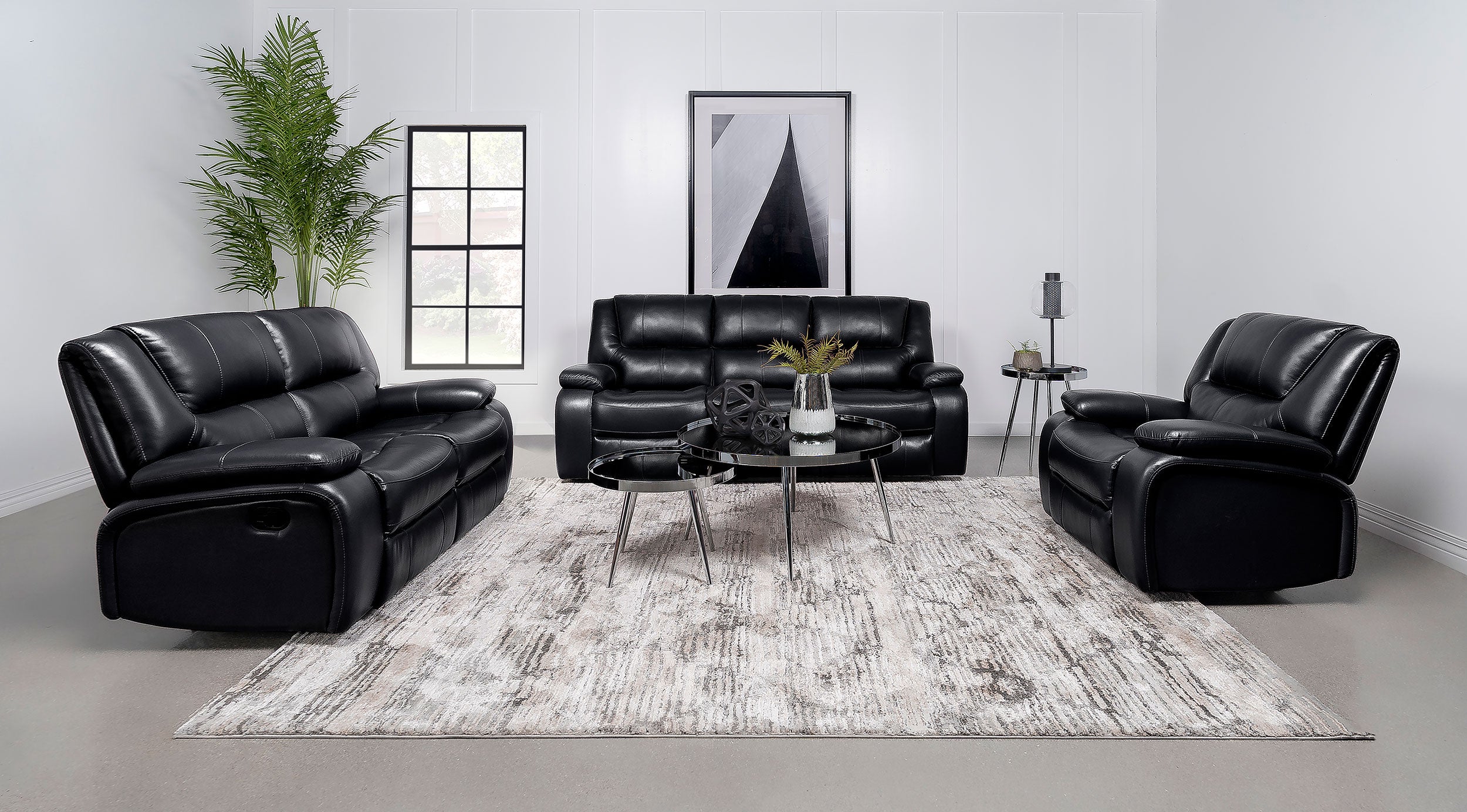 Dar Furniture - Coaster - Camila 3-piece Upholstered Reclining Sofa Set Black - 610244-S3