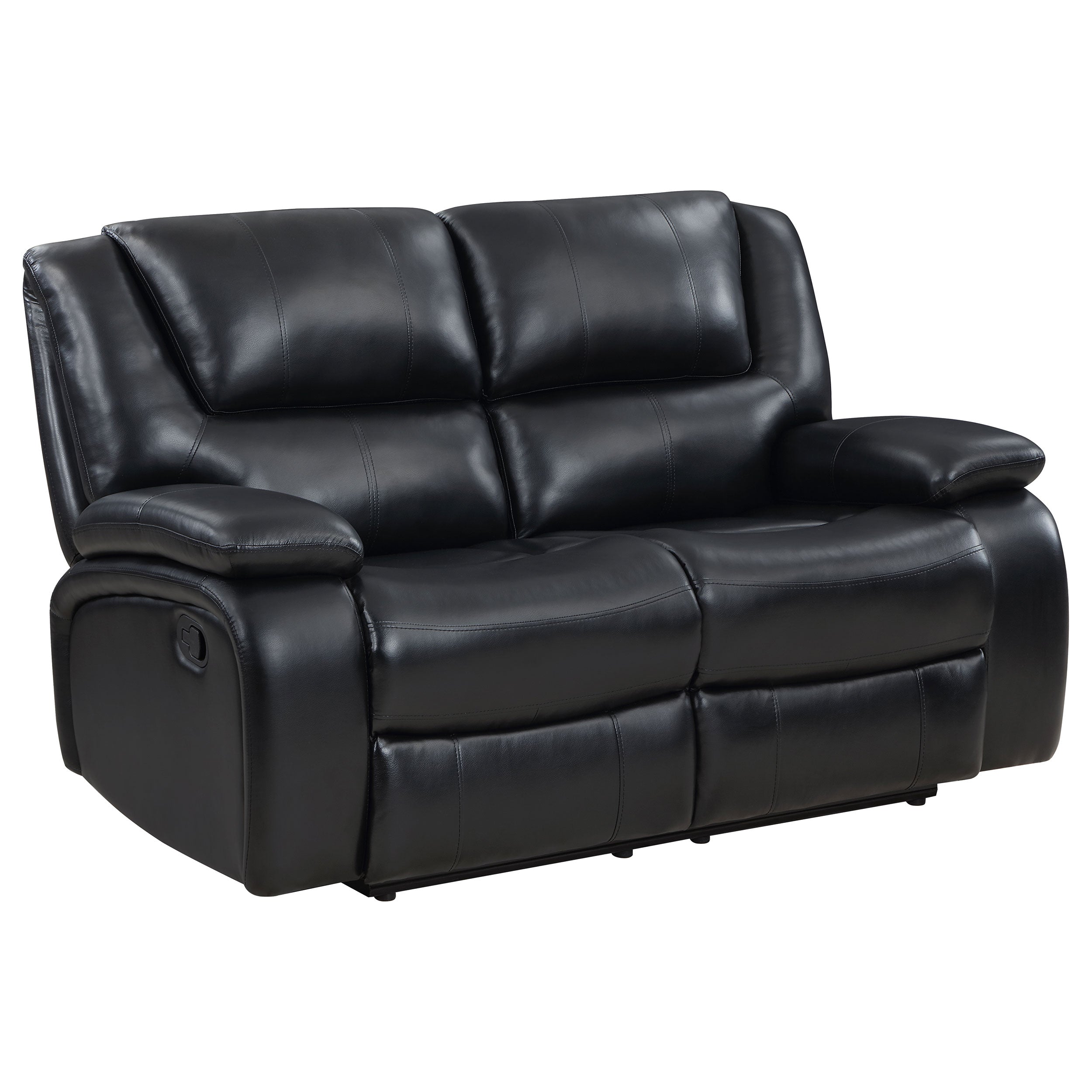 Dar Furniture - Coaster - Camila Upholstered Motion Reclining Loveseat Black - 610245
