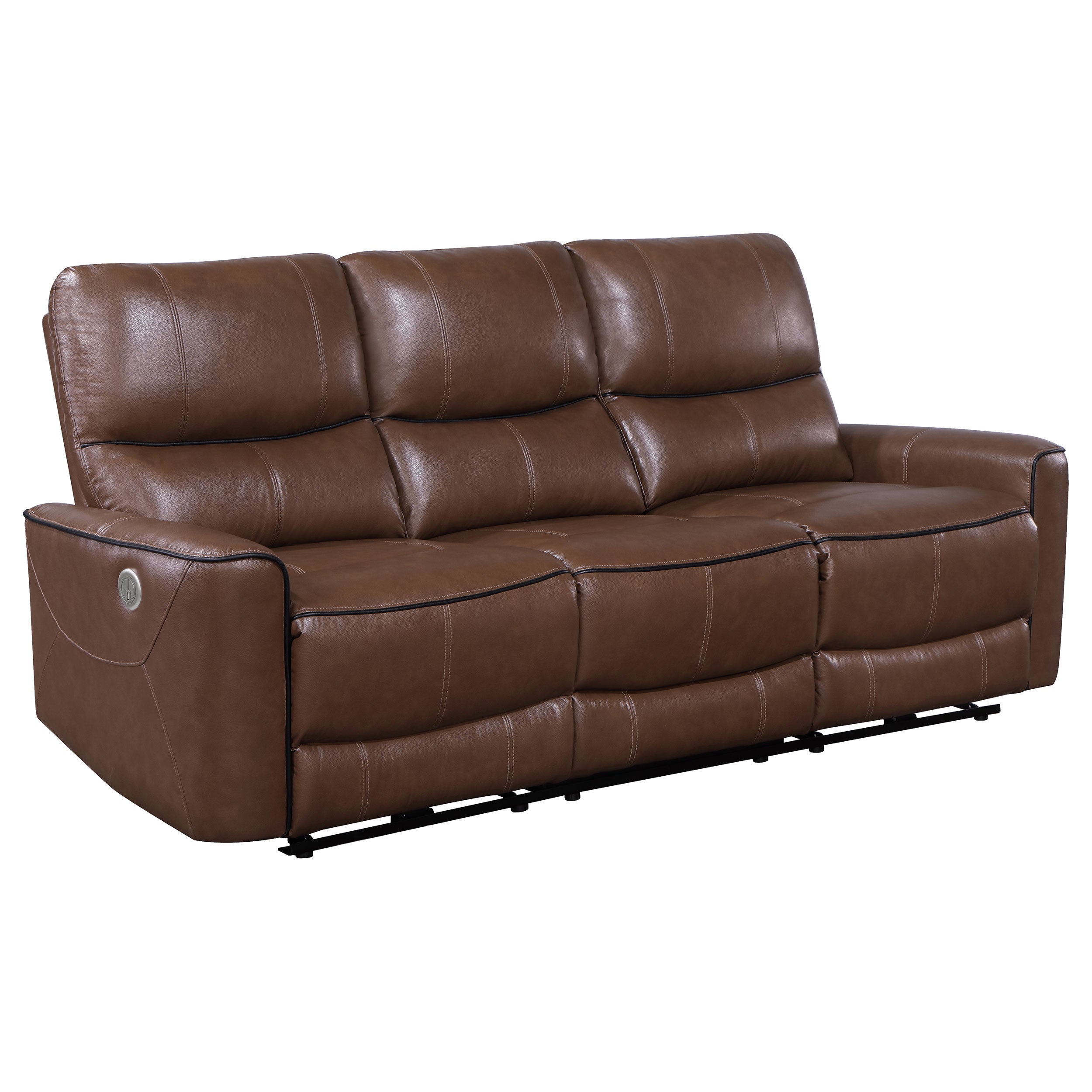 Dar Furniture - Coaster - Greenfield Upholstered Power Reclining Sofa Saddle Brown - 610264P